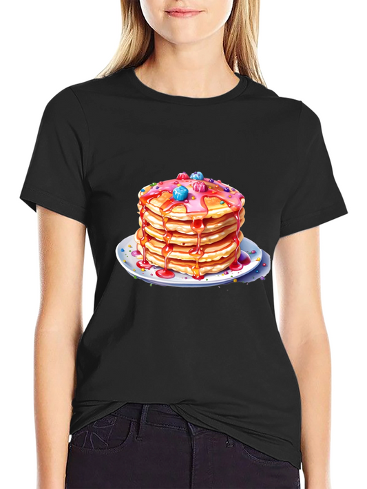 Pancake Stack Graphic Tee - Breakfast Lovers T-Shirt