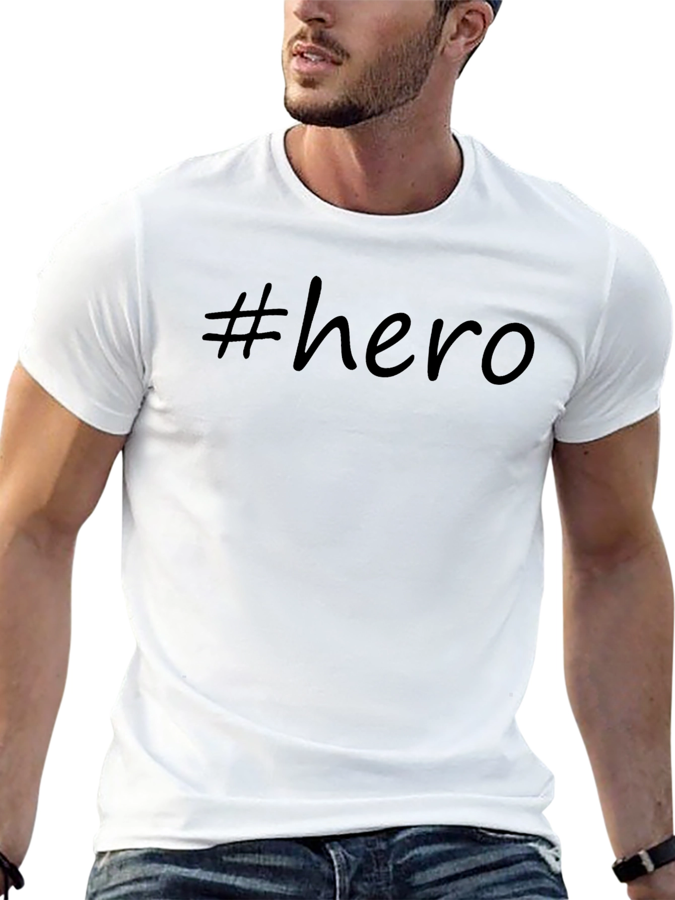 #hero Black Graphic Tee Casual Short Sleeve Shirt