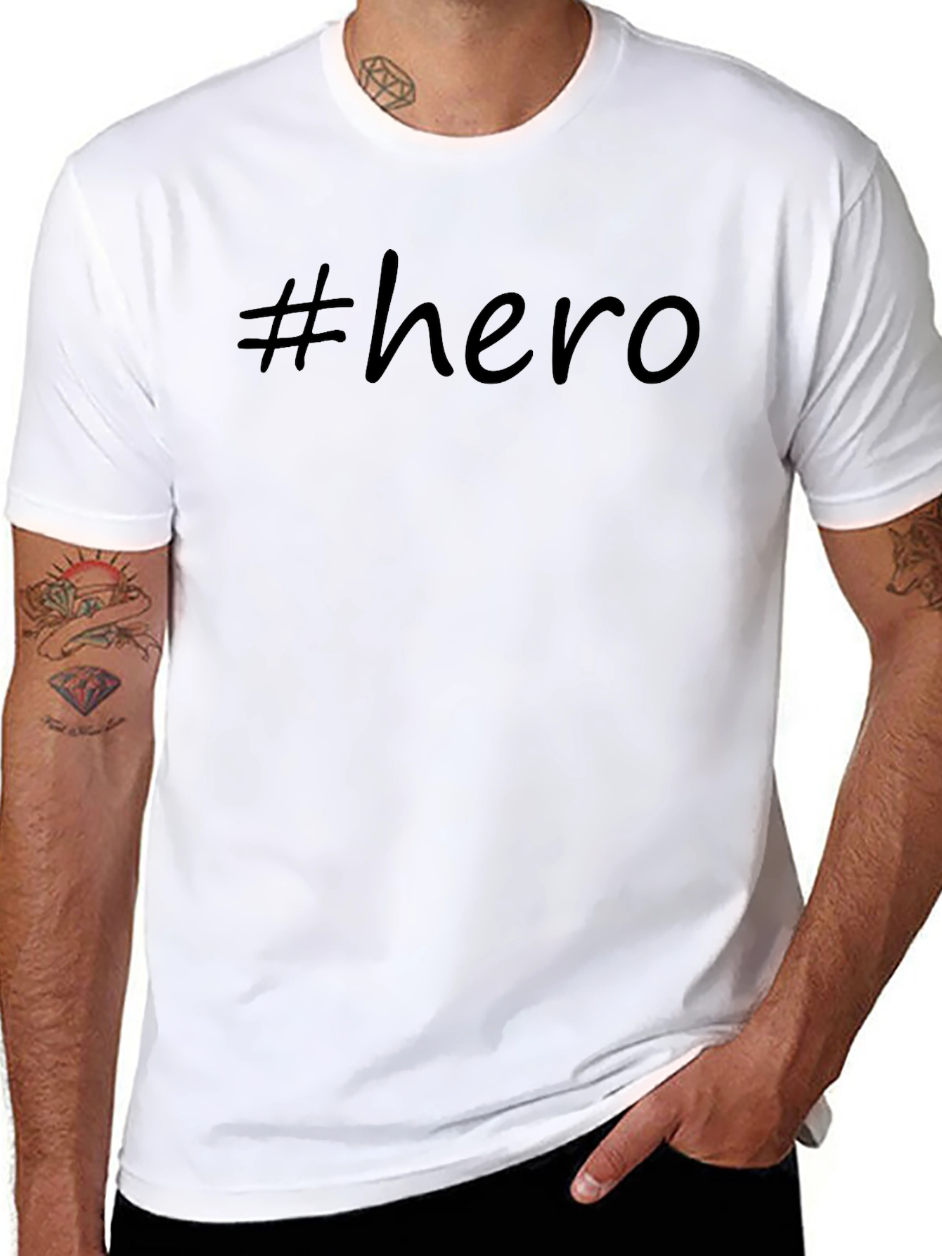 #hero Black Graphic Tee Casual Short Sleeve Shirt