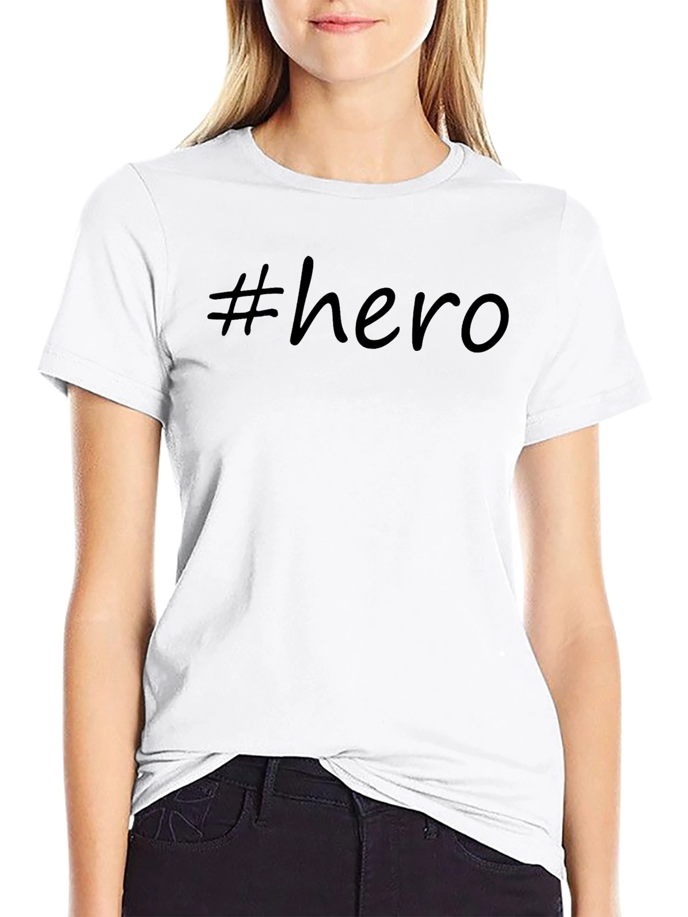 #hero Black Graphic Tee Casual Short Sleeve Shirt