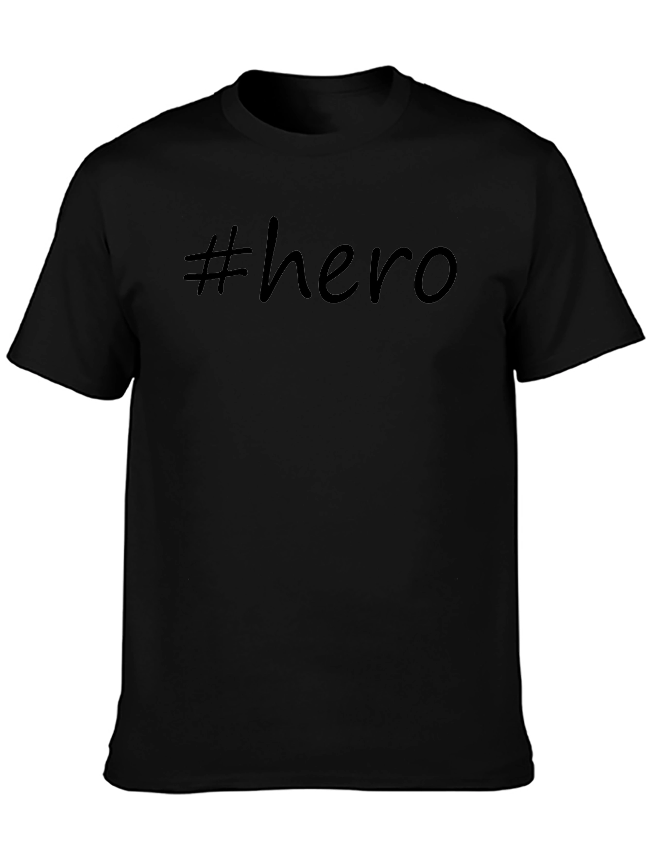 #hero Black Graphic Tee Casual Short Sleeve Shirt