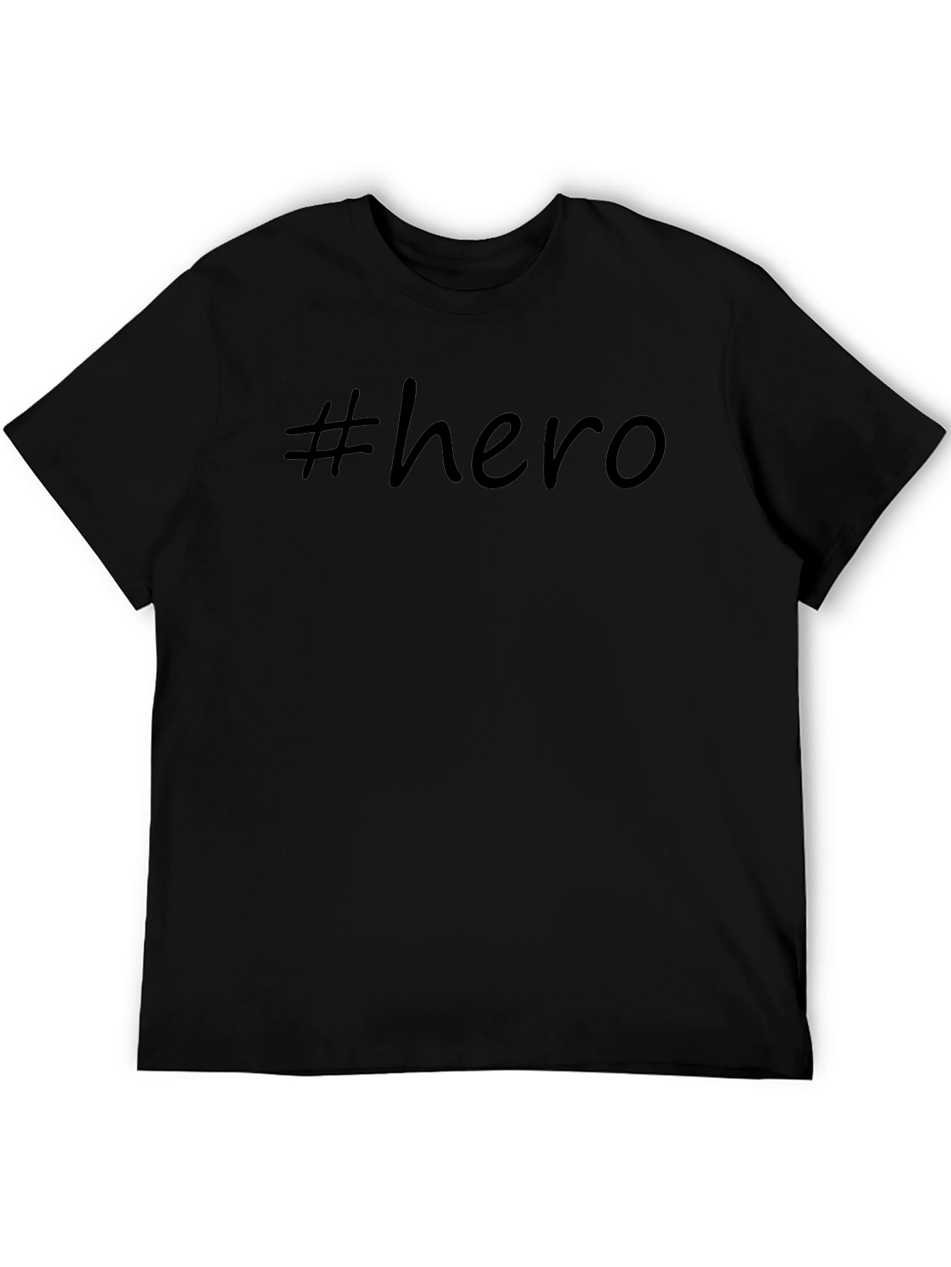#hero Black Graphic Tee Casual Short Sleeve Shirt