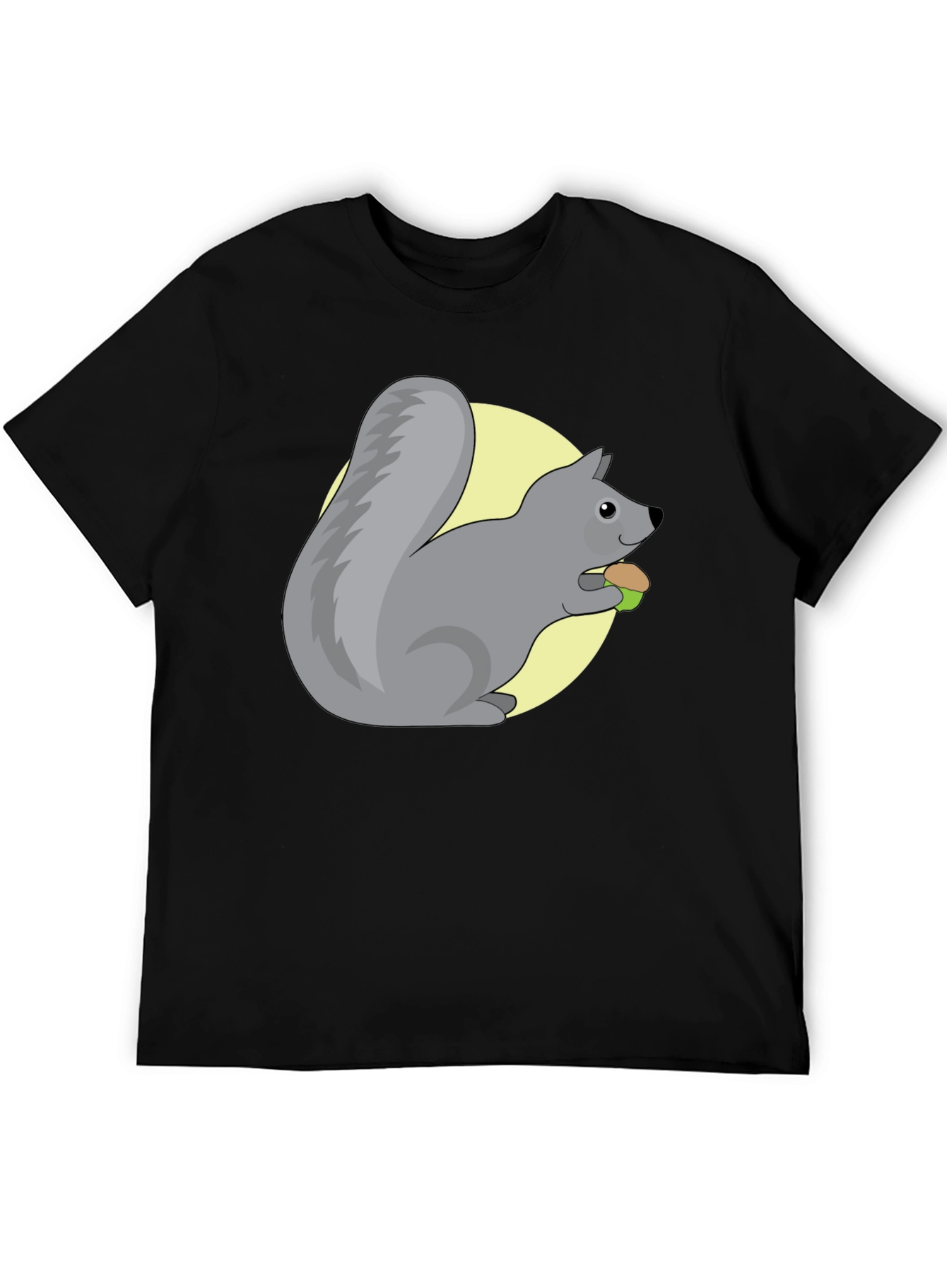 Cute Squirrel Eating Nut Graphic Tee - Black