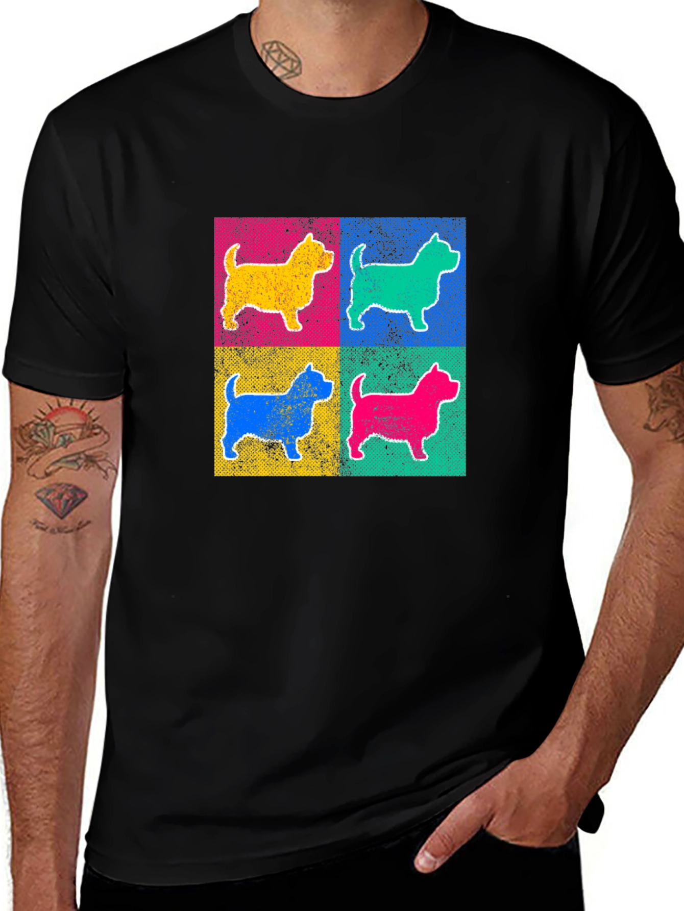 Pop Art Dog Graphic T-Shirt - Bold & Stylish