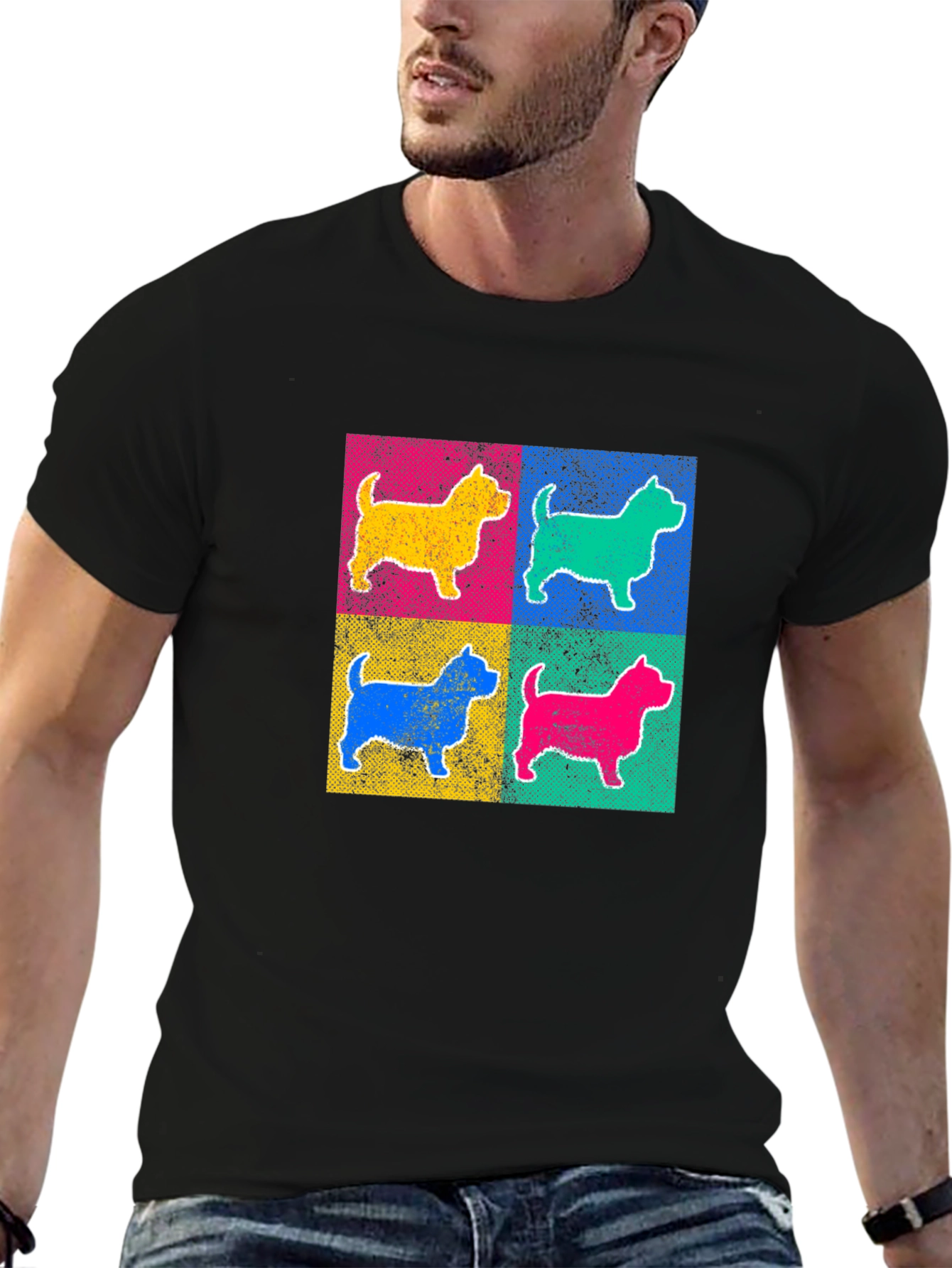 Pop Art Dog Graphic T-Shirt - Bold & Stylish