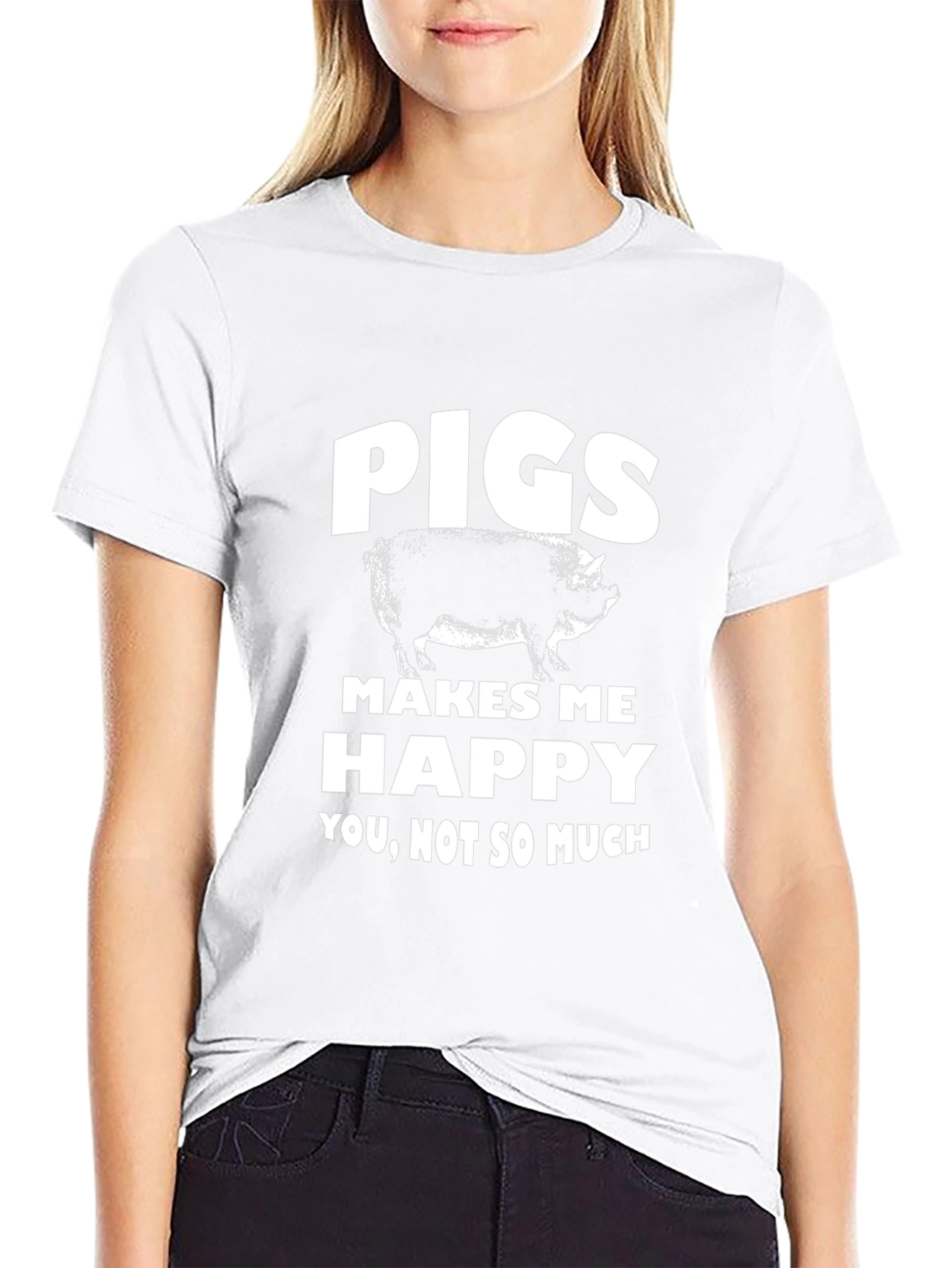 Pigs Make Me Happy Graphic Tee - Black T-Shirt