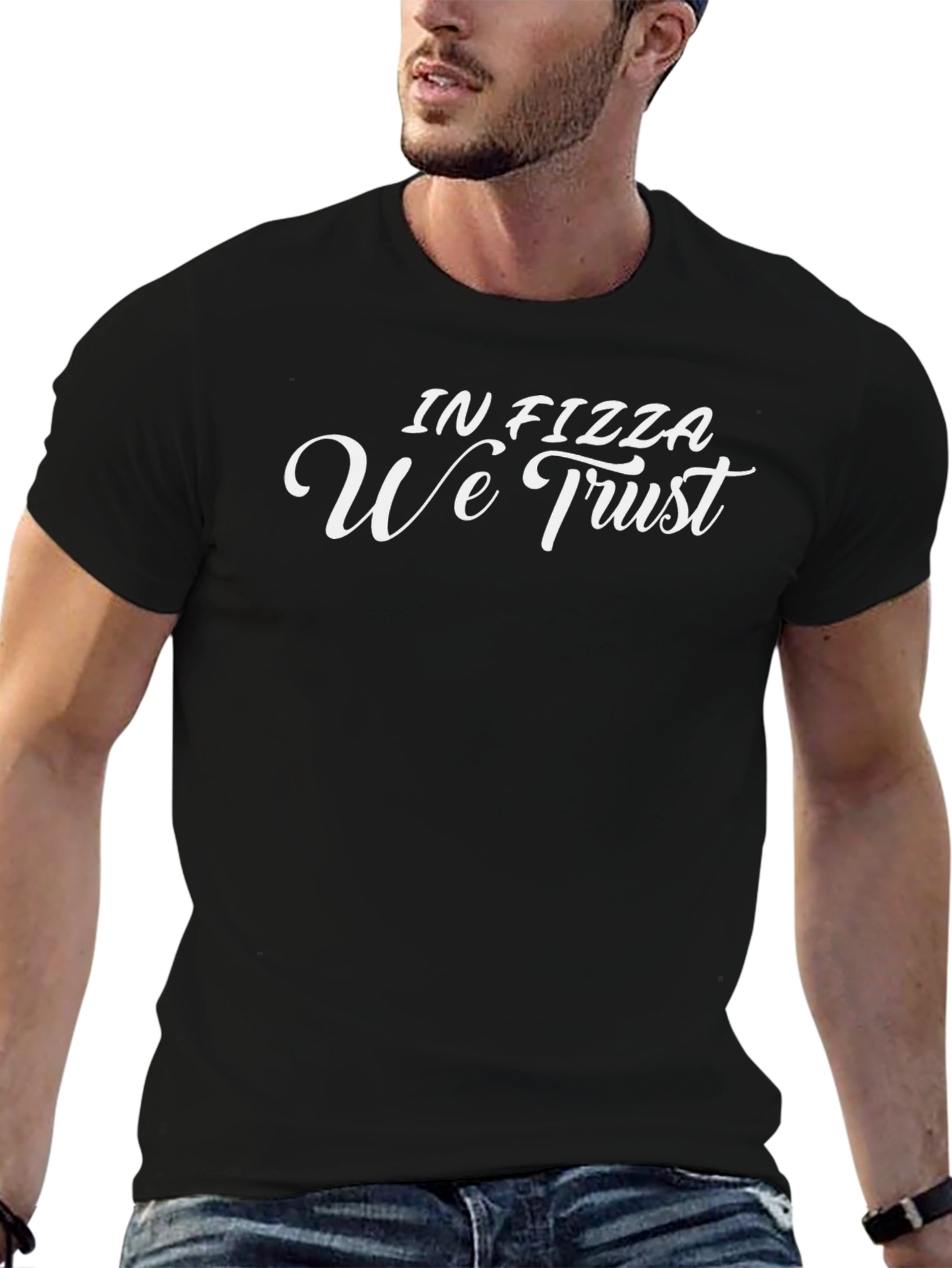 In Pizza We Trust Graphic Black T-Shirt