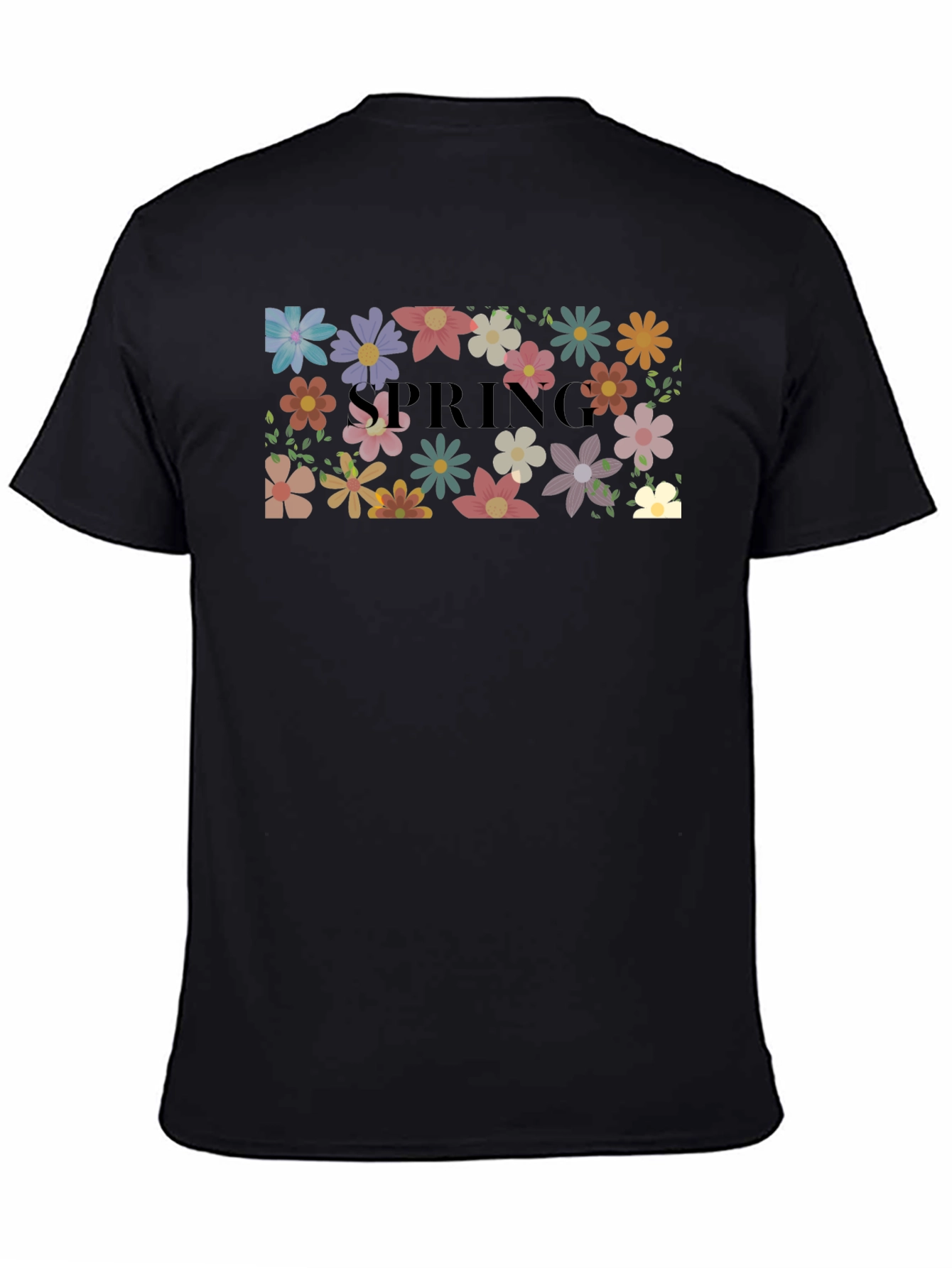 Floral Spring T-Shirt Black Casual Wear