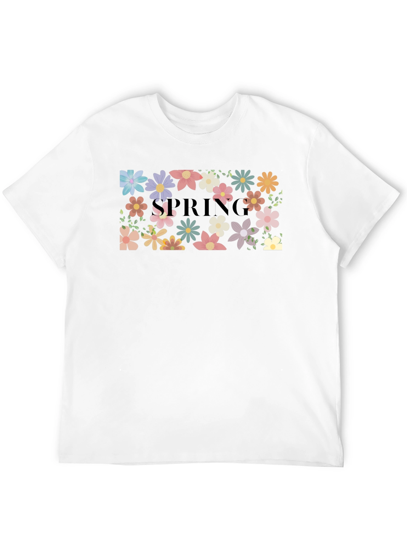 Floral Spring T-Shirt Black Casual Wear