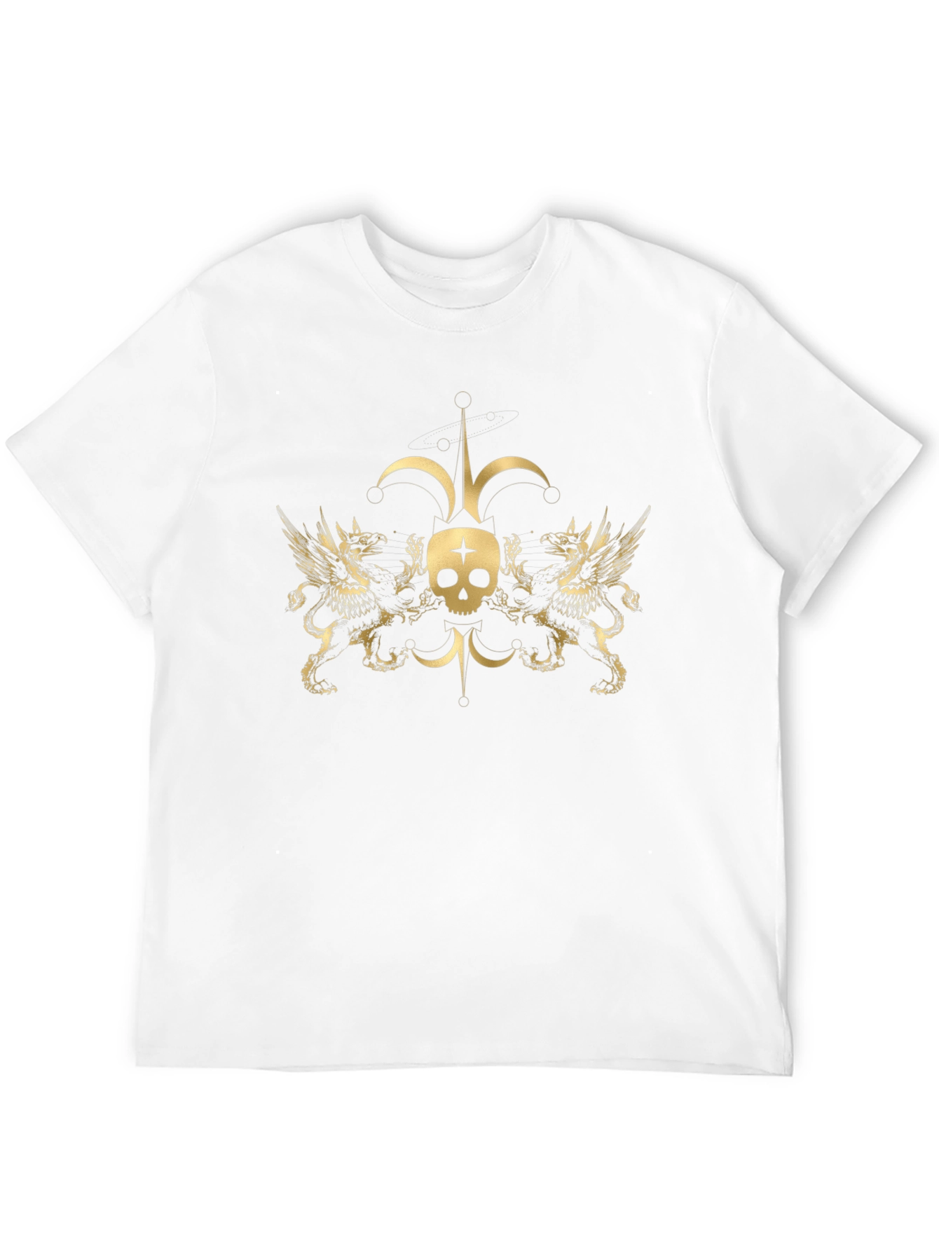 Gothic Skull & Griffin Graphic Tee - Black