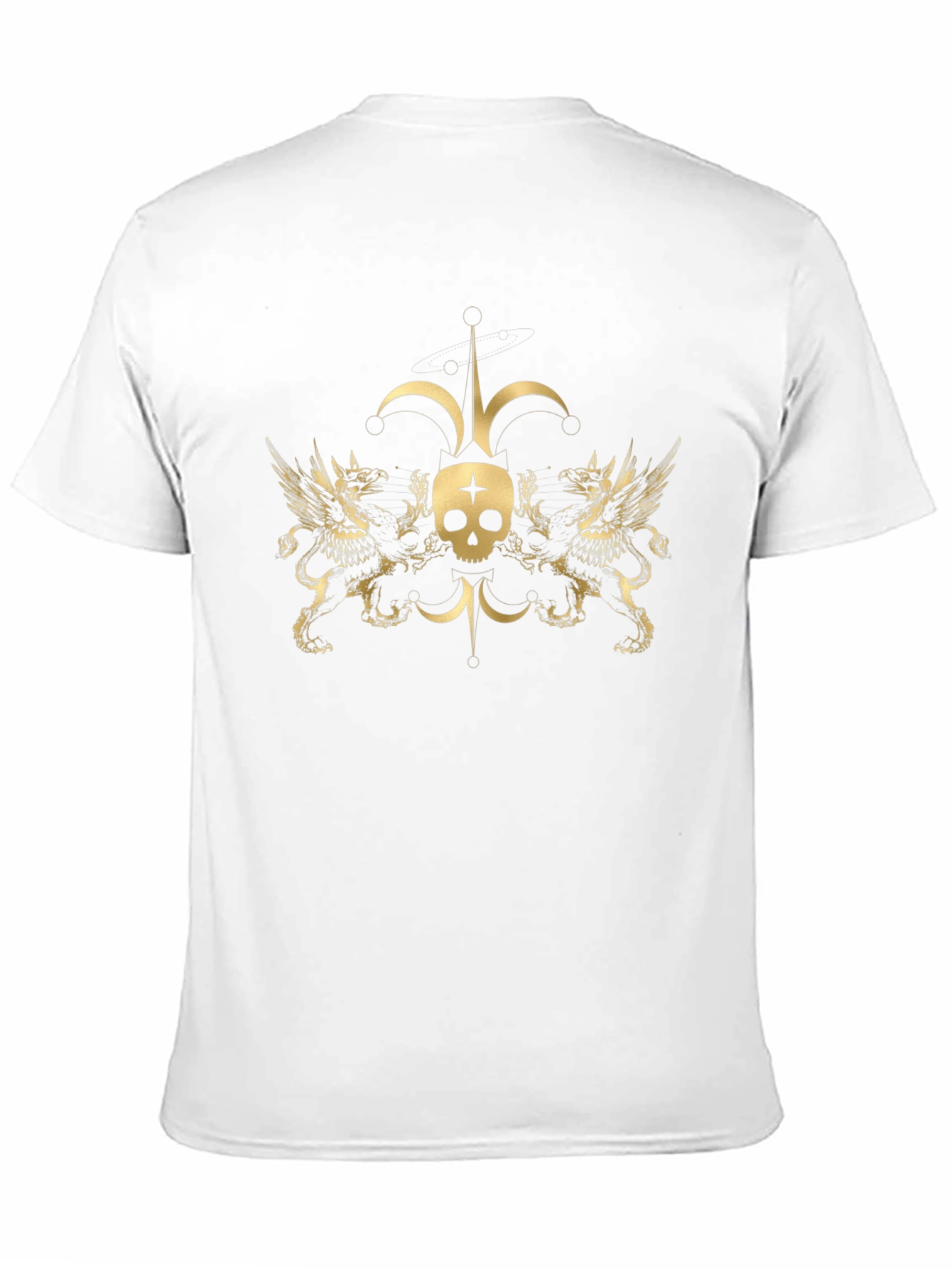 Gothic Skull & Griffin Graphic Tee - Black