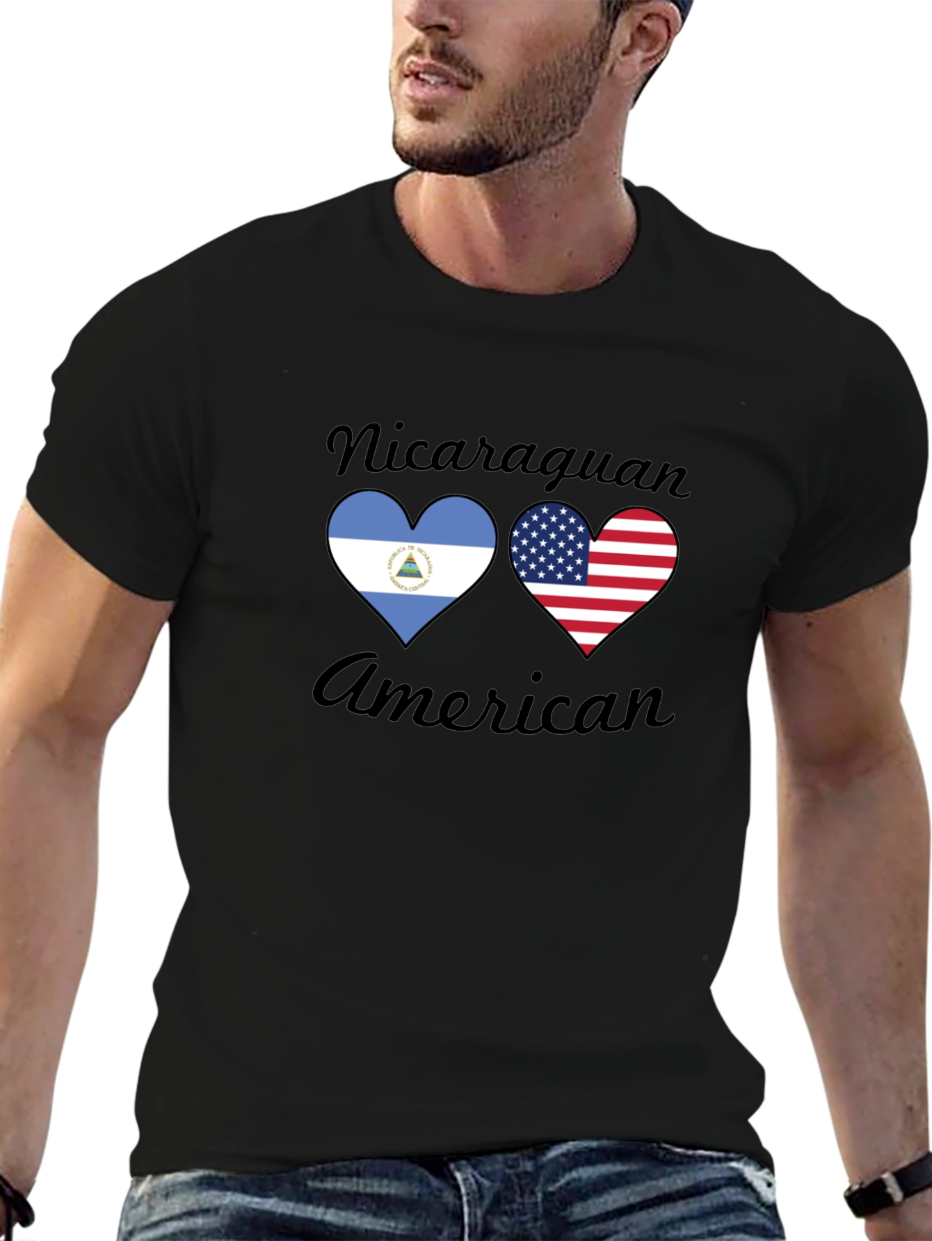 Nicaraguan American Flag Heart T-Shirt