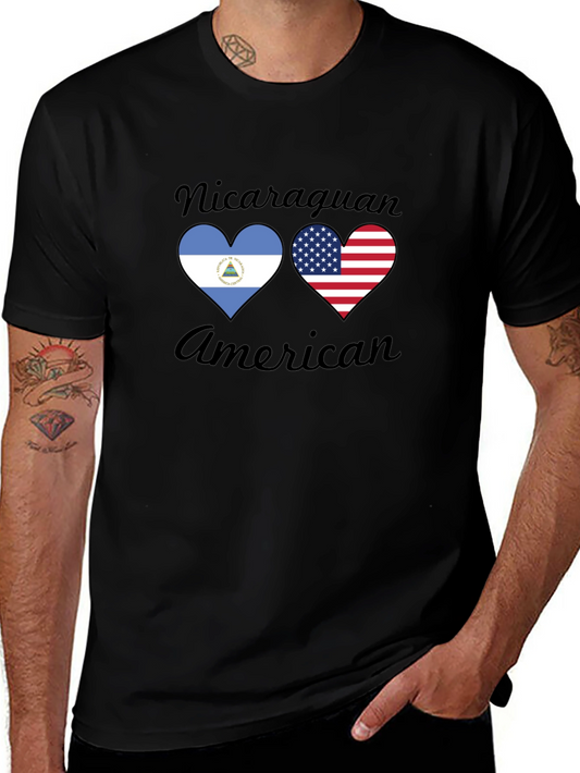 Nicaraguan American Flag Heart T-Shirt
