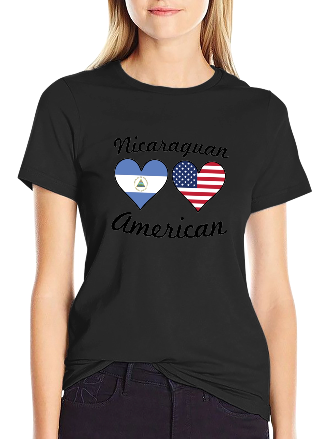 Nicaraguan American Flag Heart T-Shirt