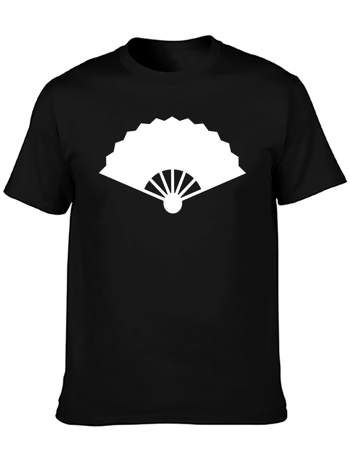 Black T-Shirt with White Fan Graphic