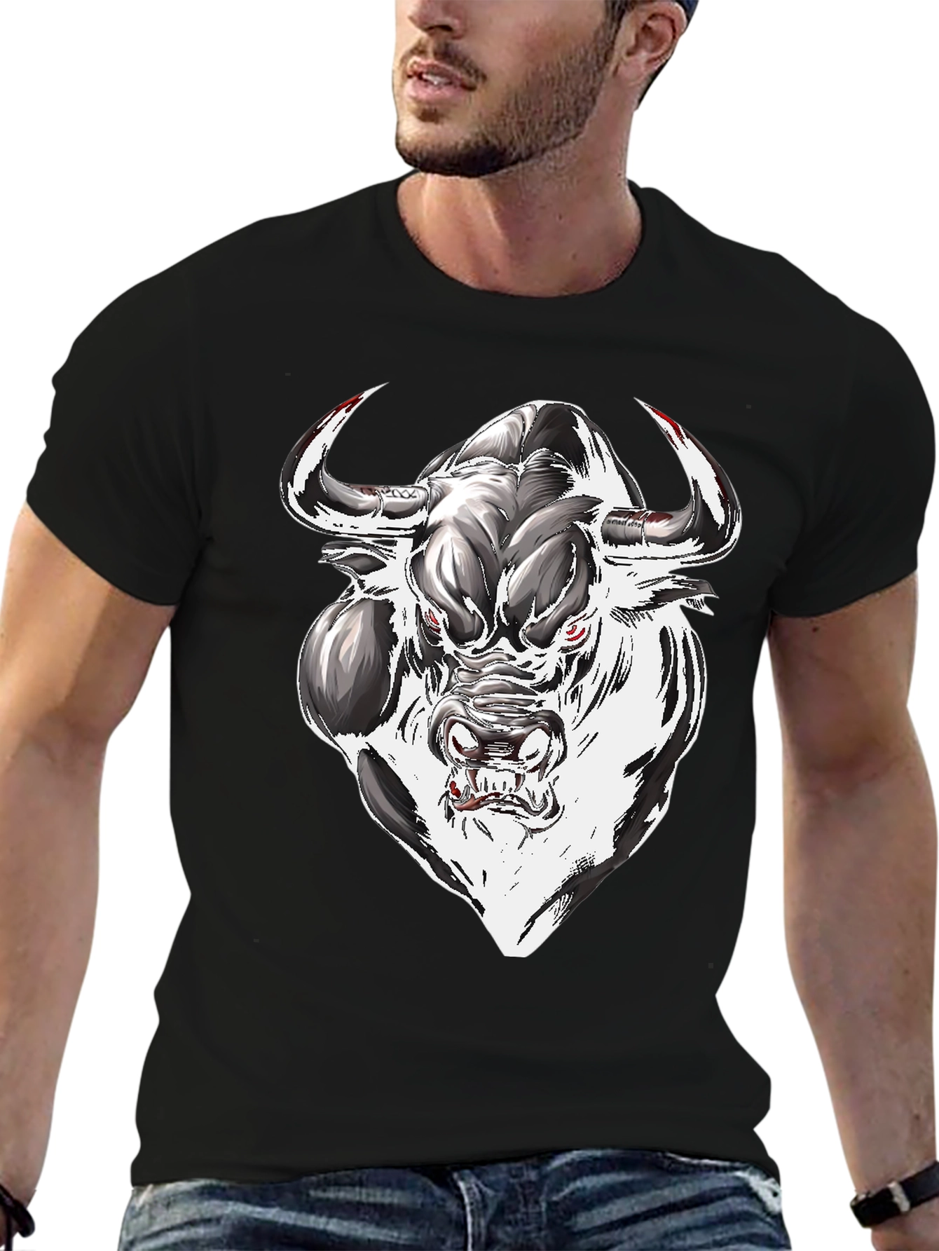 Mens Graphic Tee - Bull Design
