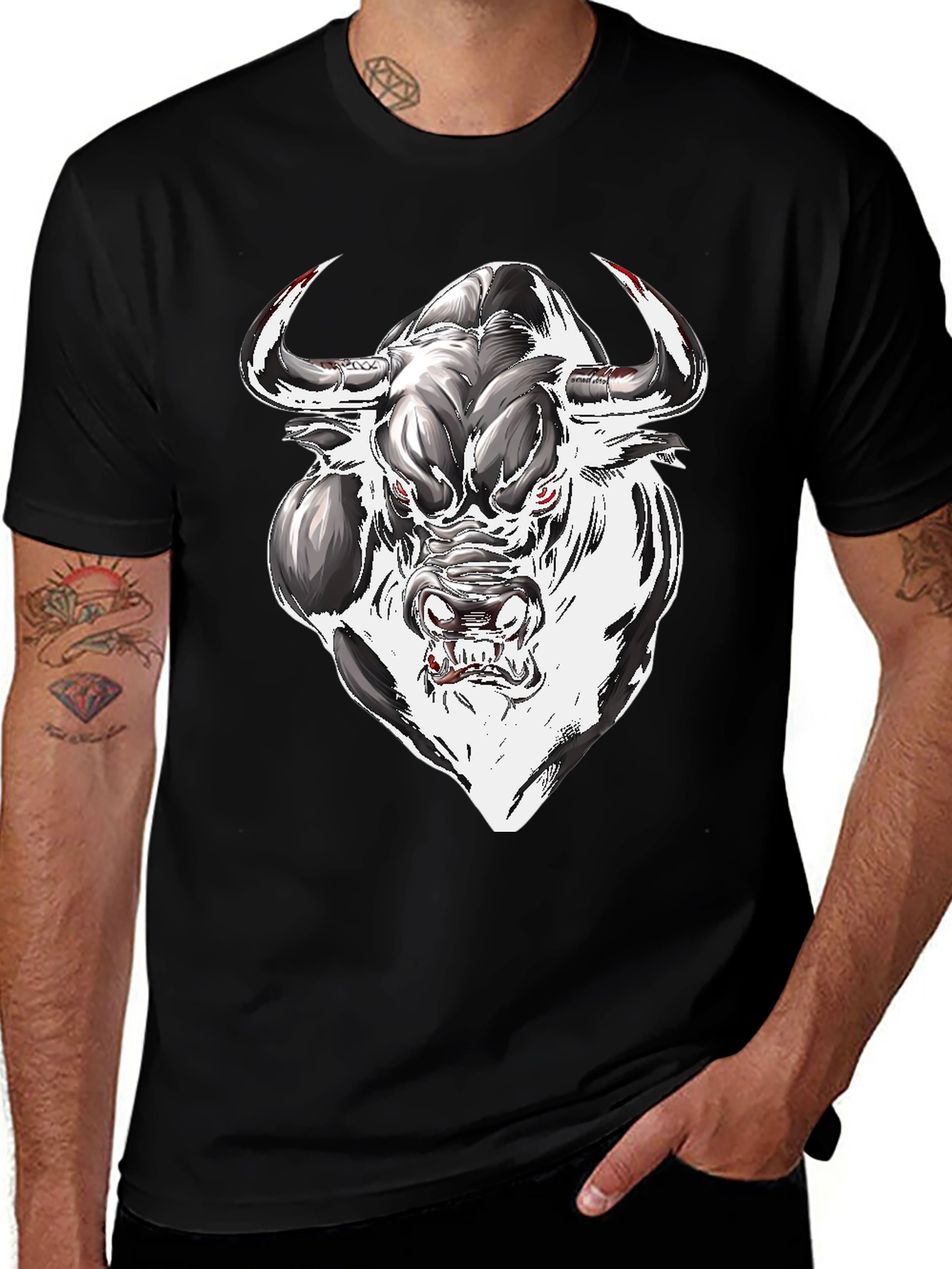 Mens Graphic Tee - Bull Design