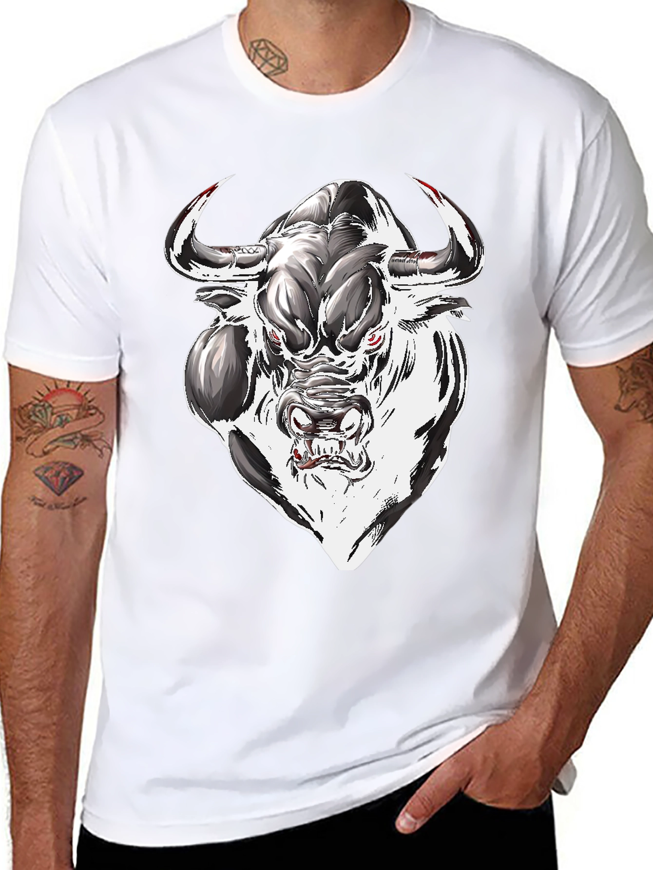 Mens Graphic Tee - Bull Design