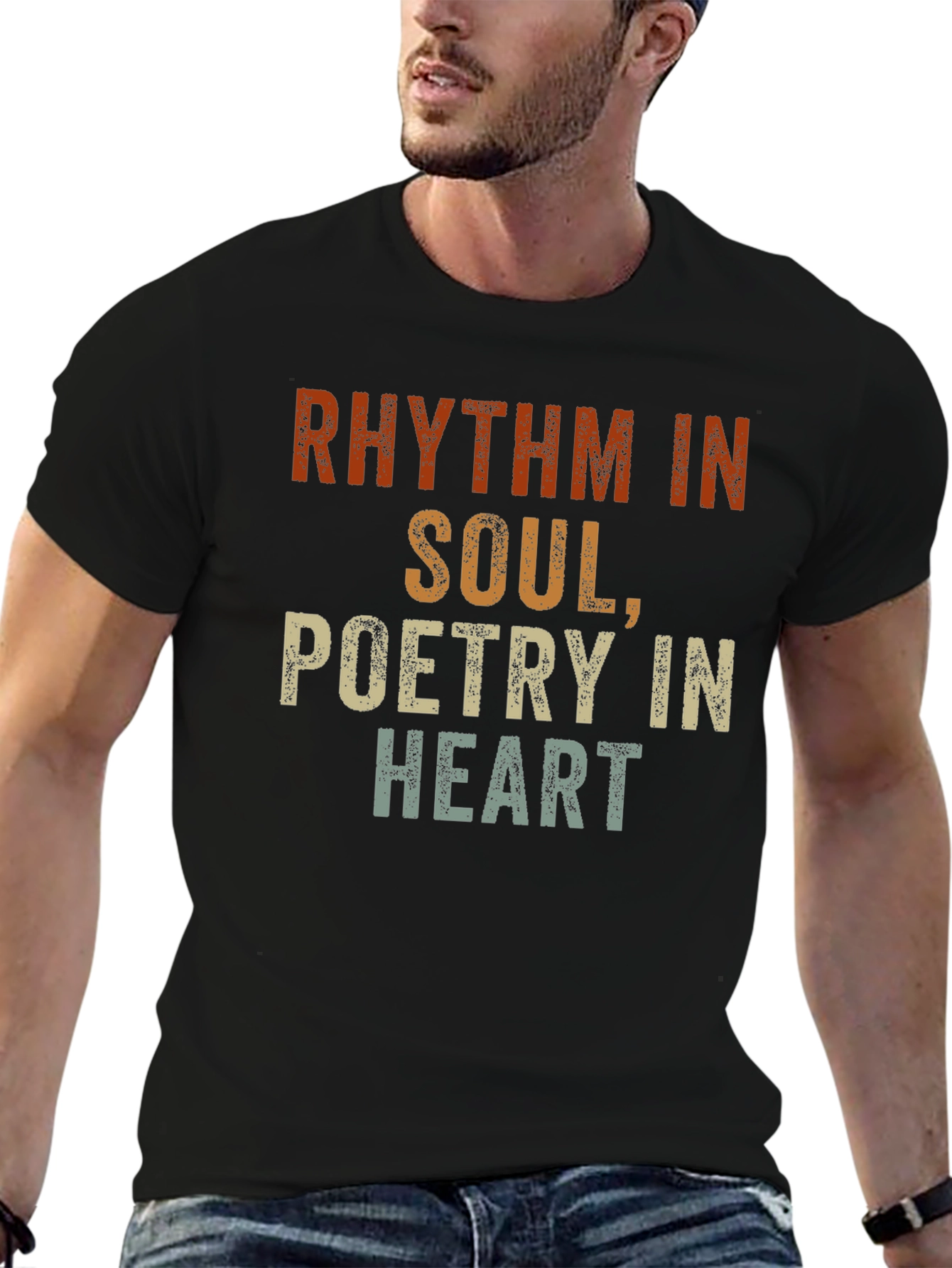 Rhythm in Soul Poetry in Heart Black T-Shirt