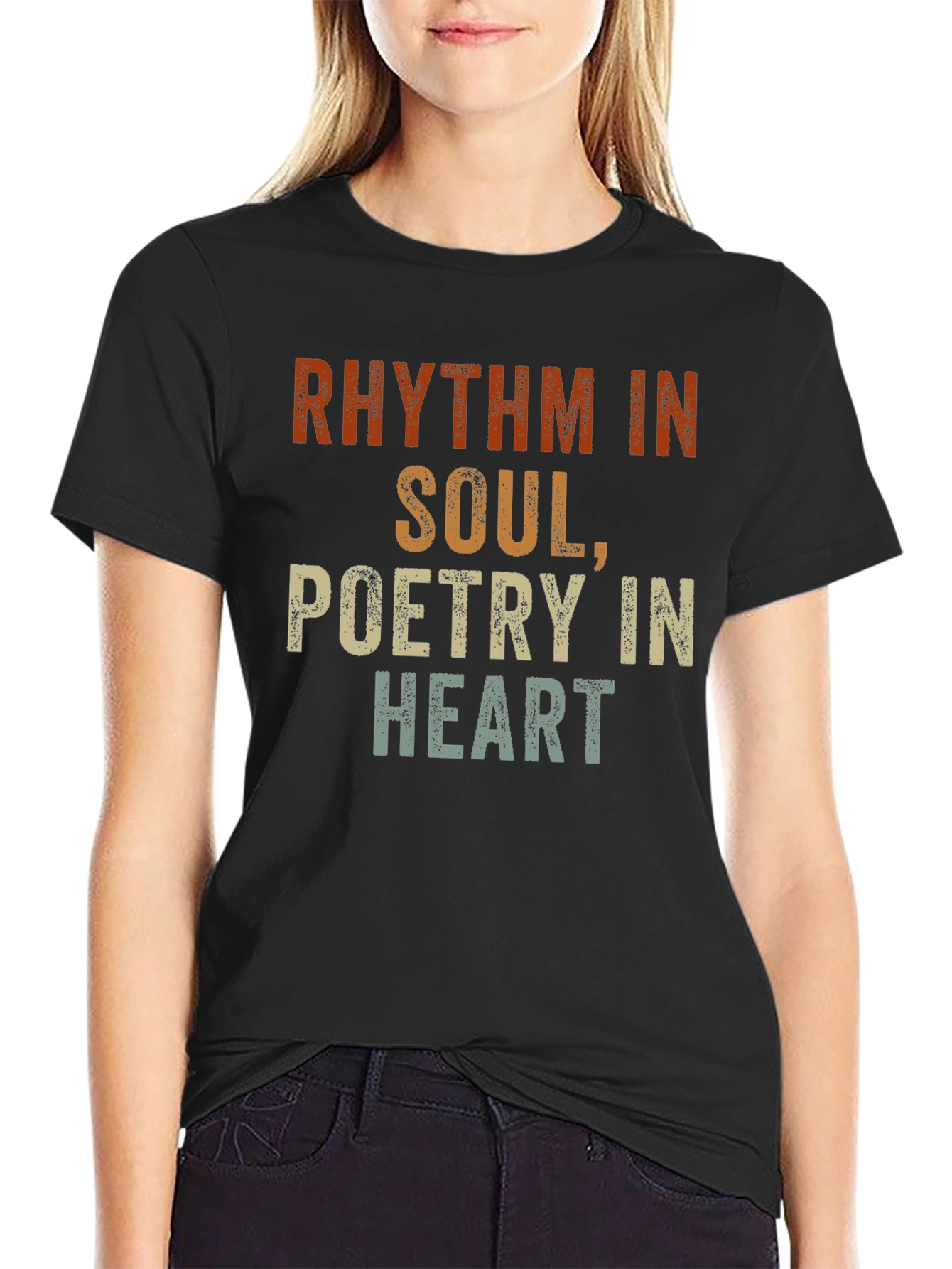 Rhythm in Soul Poetry in Heart Black T-Shirt