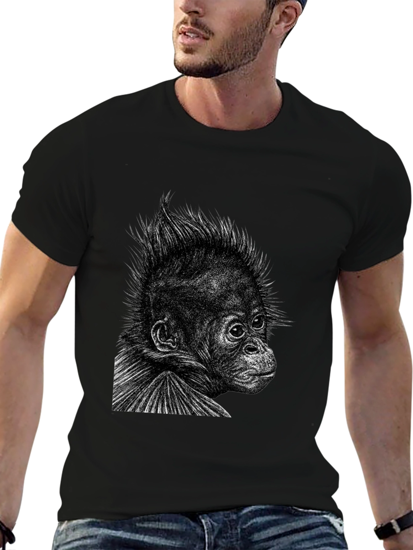 Orangutan Graphic Tee - Cool Black T-Shirt