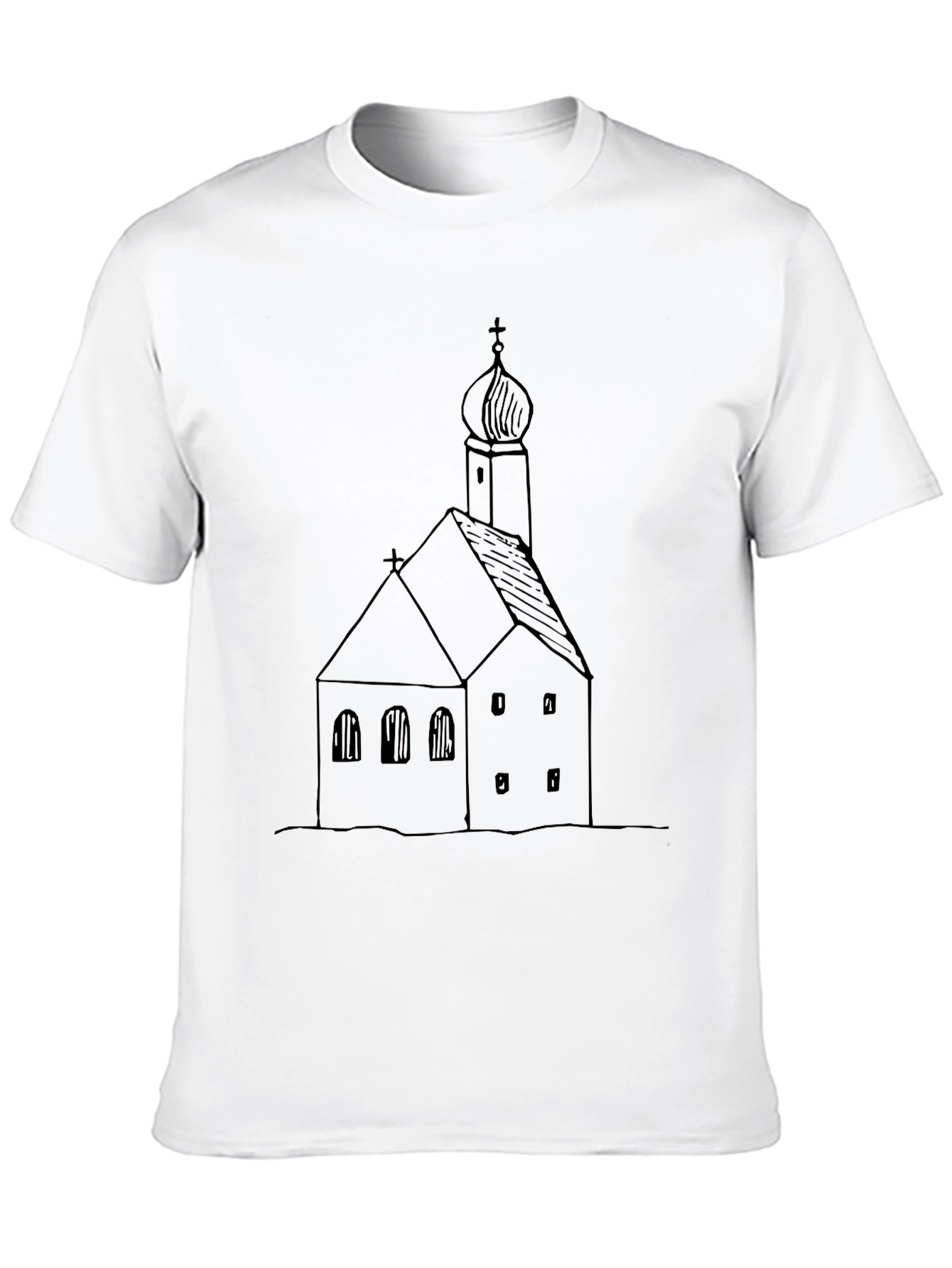 Church Sketch Black T-Shirt