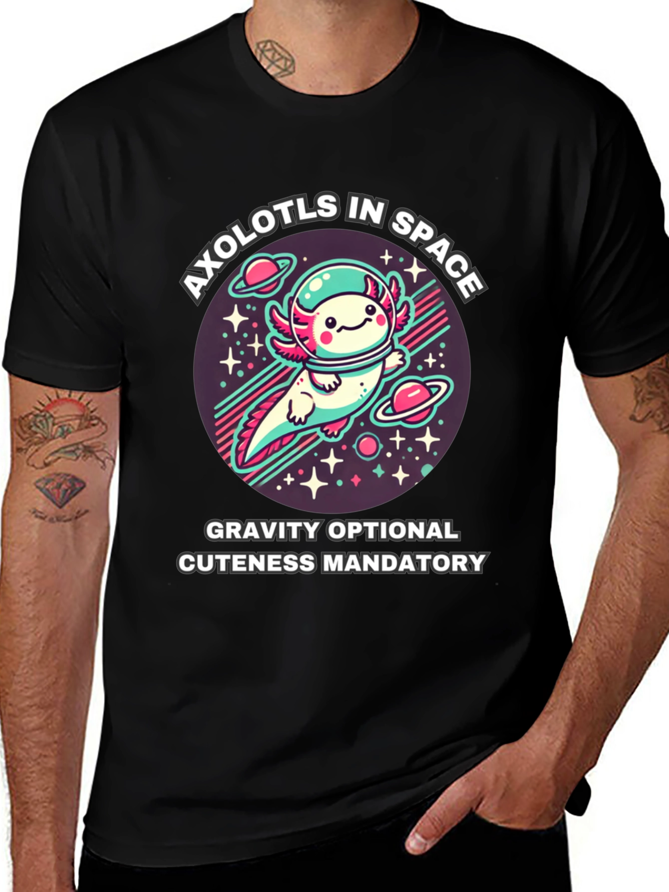 Axolotls in Space T-Shirt - Gravity Optional
