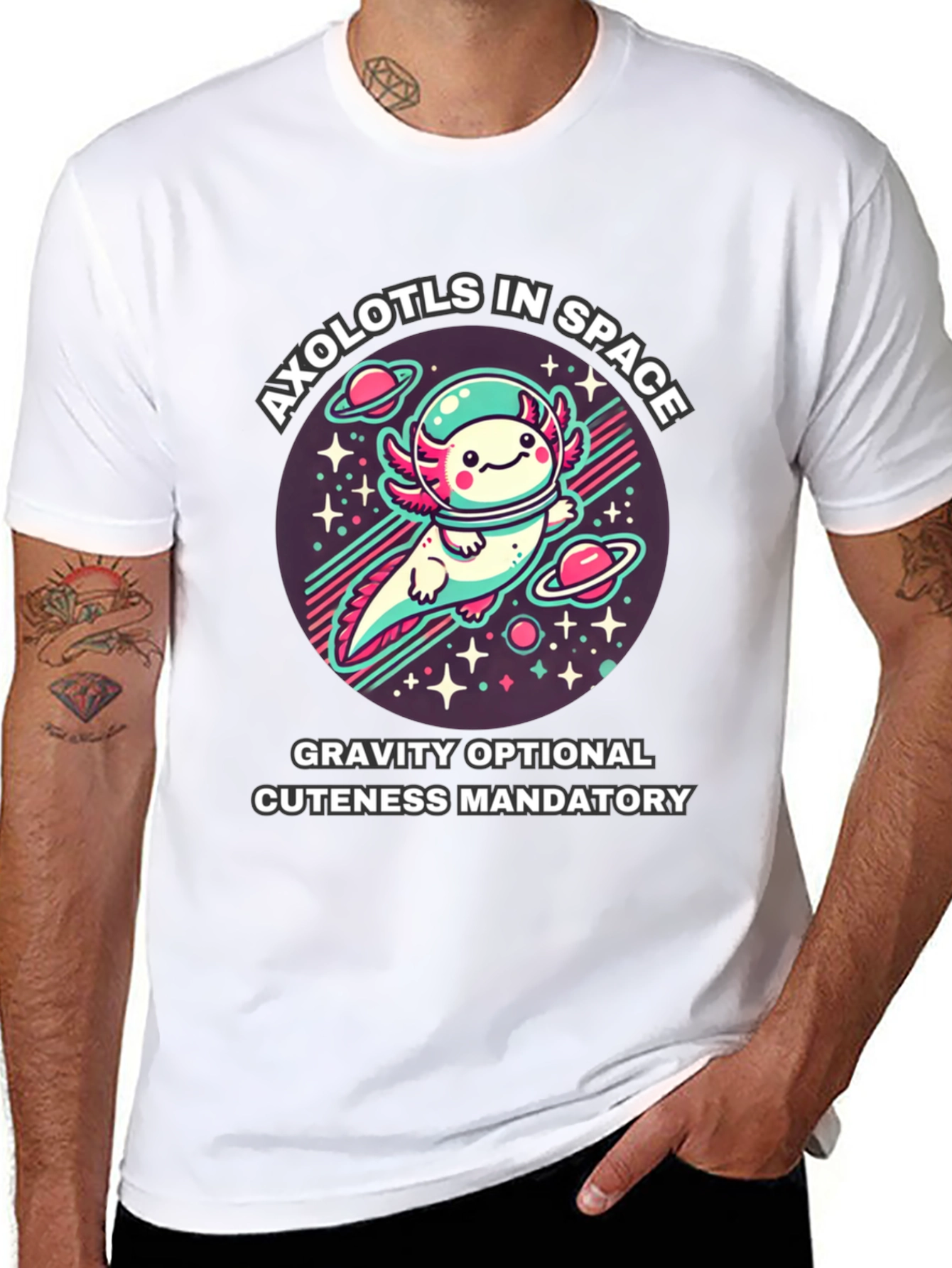 Axolotls in Space T-Shirt - Gravity Optional