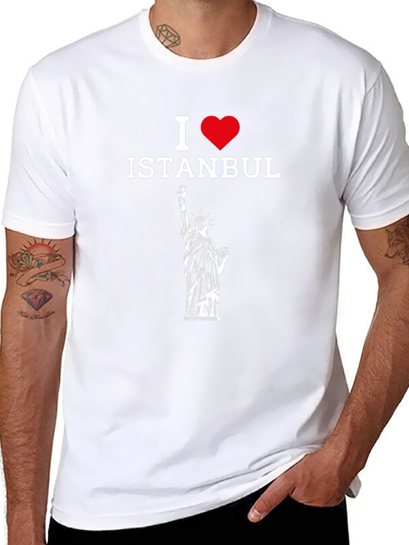 I Love Istanbul T-Shirt - Statue of Liberty Design