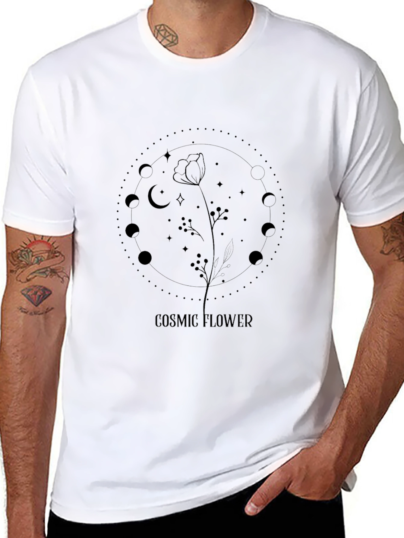 Cosmic Flower Black Graphic Tee
