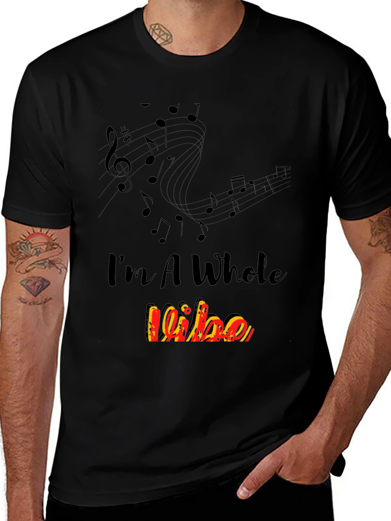 Im A Whole Vibe Music Notes Black T-Shirt