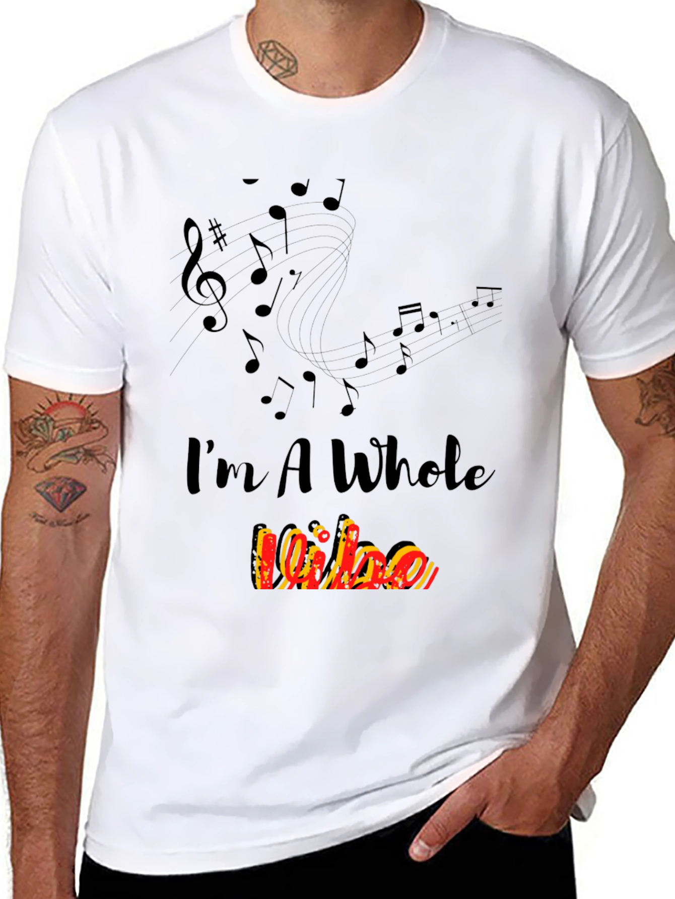 Im A Whole Vibe Music Notes Black T-Shirt