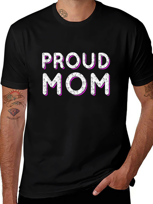 Proud Mom Graphic T-Shirt - Black Cotton Blend
