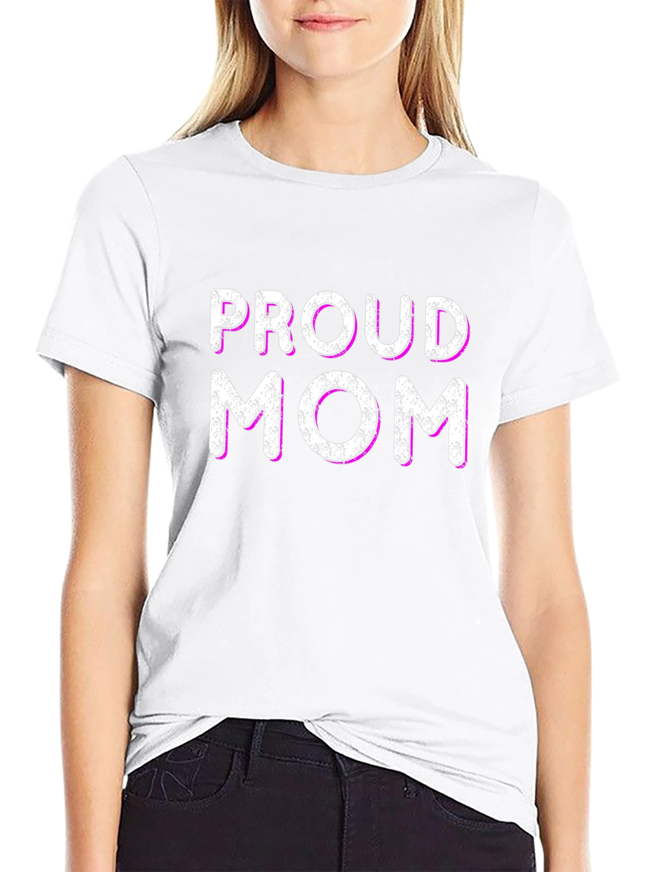 Proud Mom Graphic T-Shirt - Black Cotton Blend
