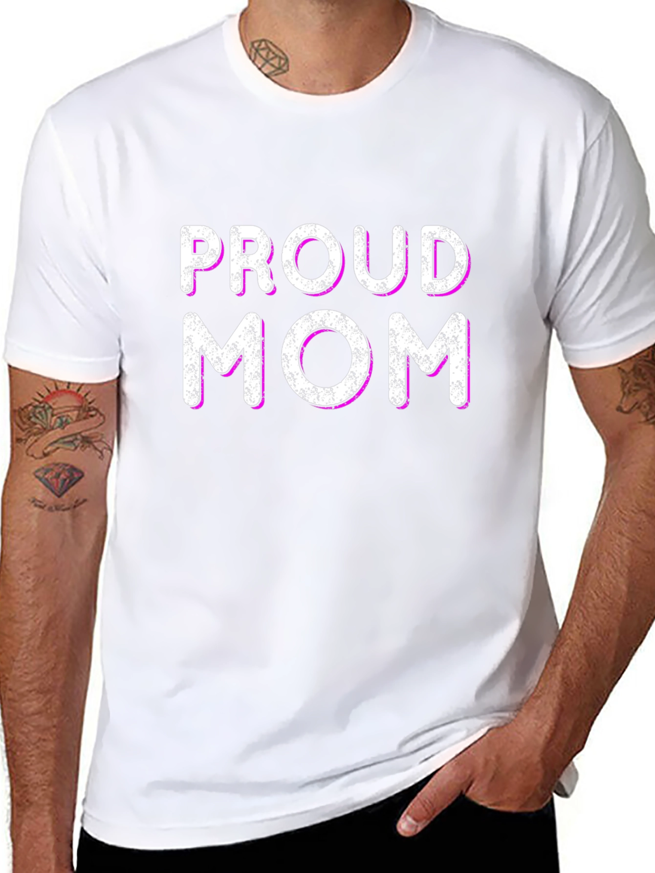 Proud Mom Graphic T-Shirt - Black Cotton Blend
