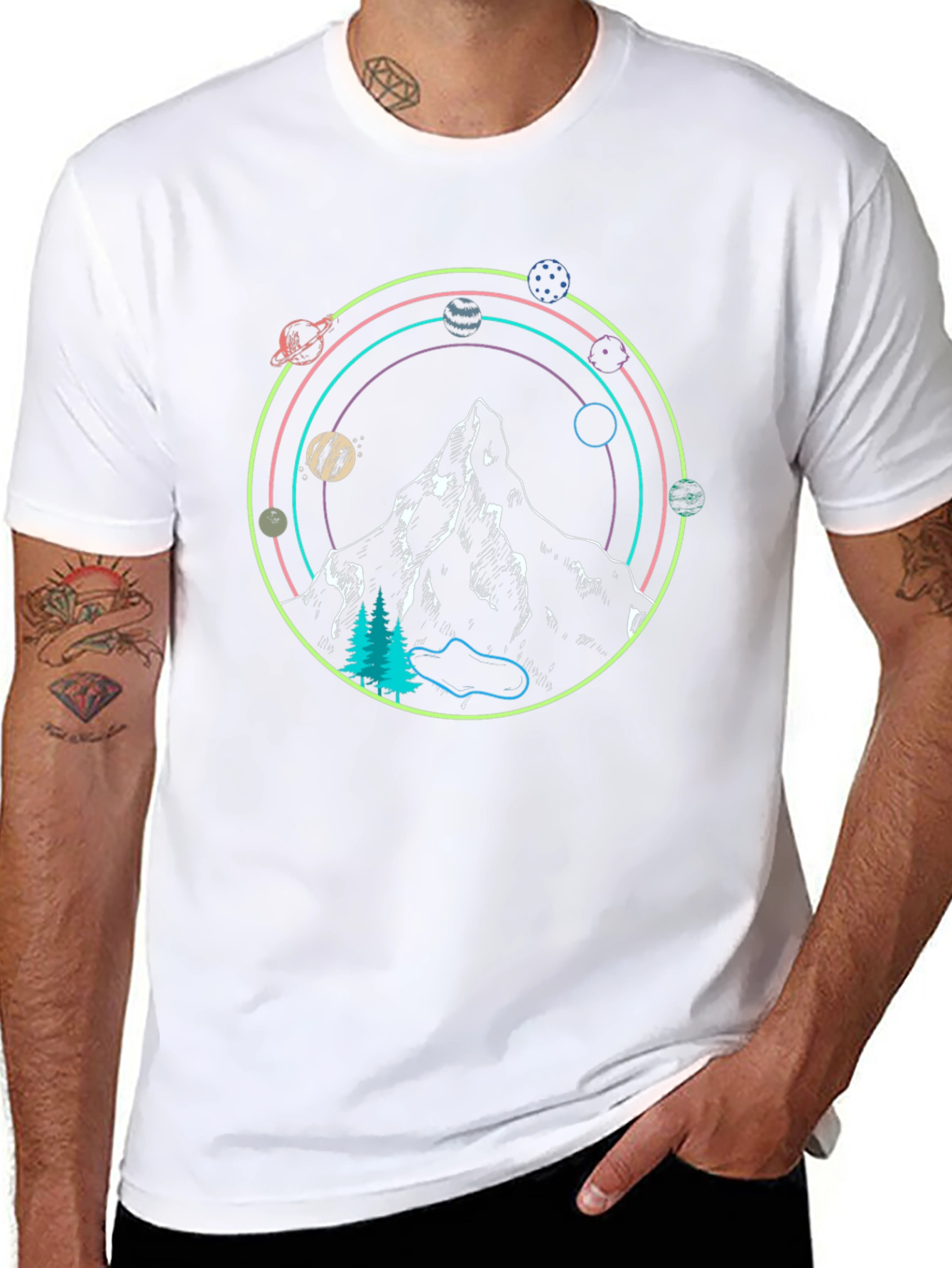 Cosmic Mountain Black Tee