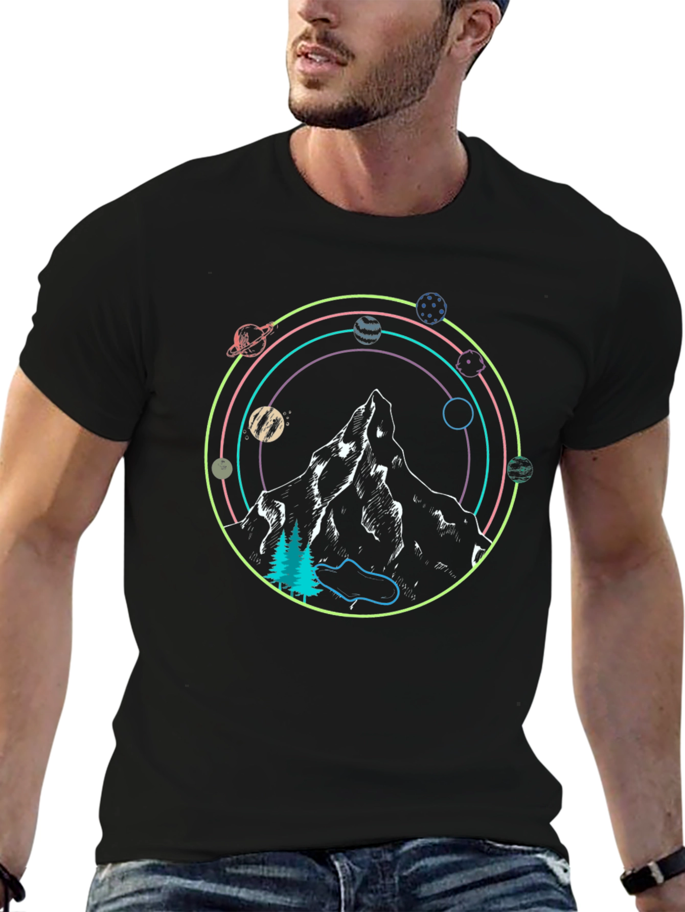Cosmic Mountain Black Tee