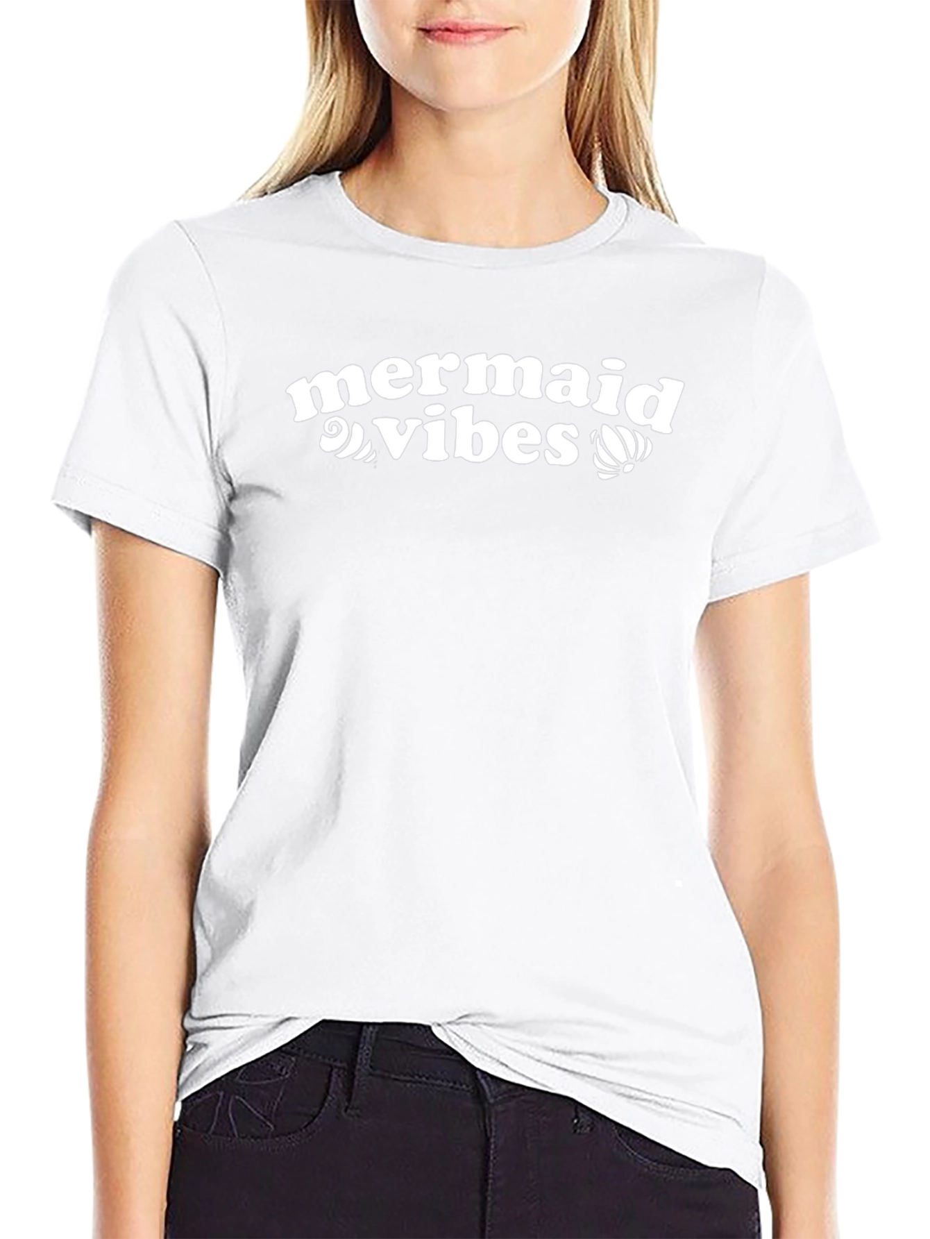 Mermaid Vibes Graphic Tee - Black Casual T-Shirt