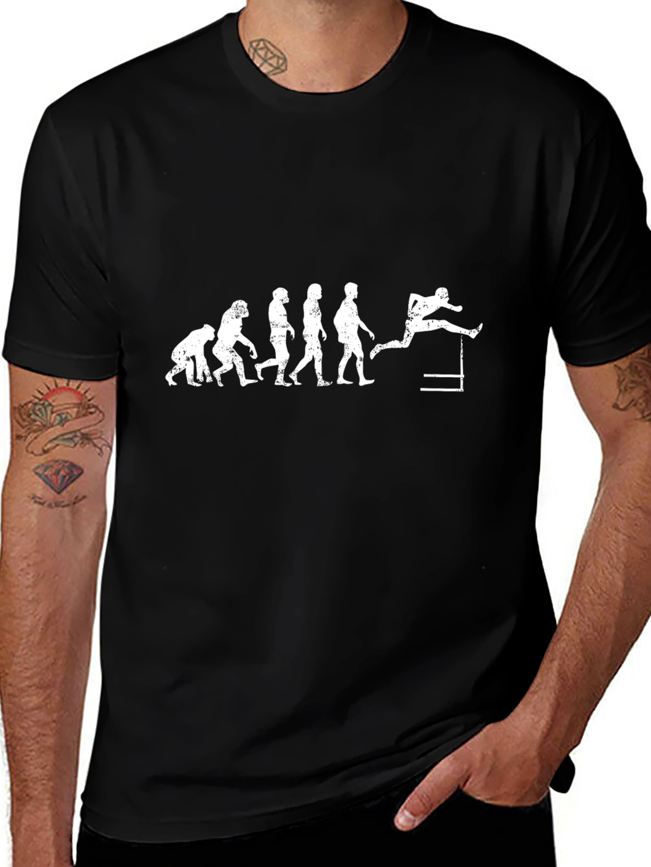 Evolution of Hurdler Graphic T-Shirt - Black
