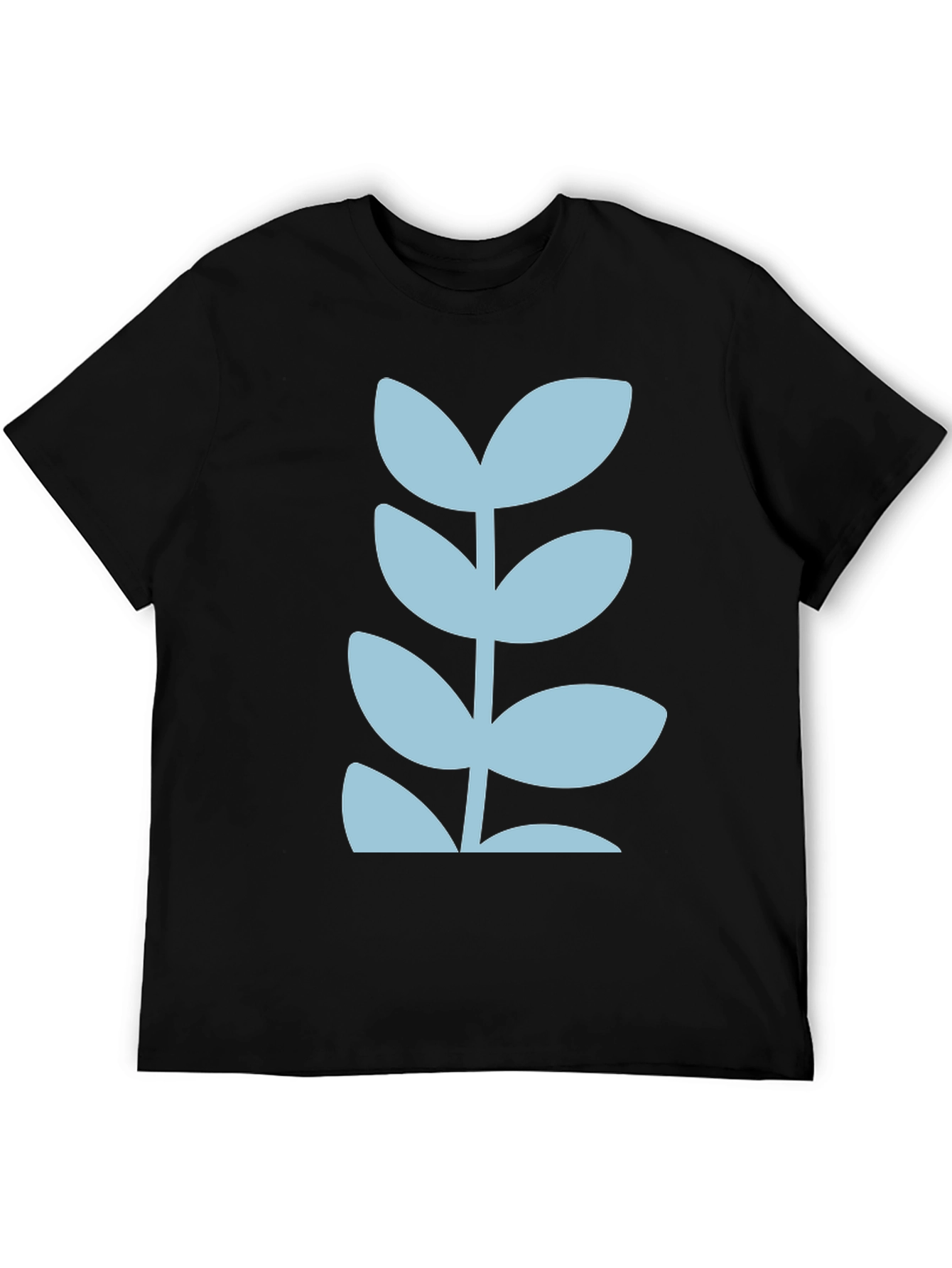 Modern Leaf Design Black T-Shirt