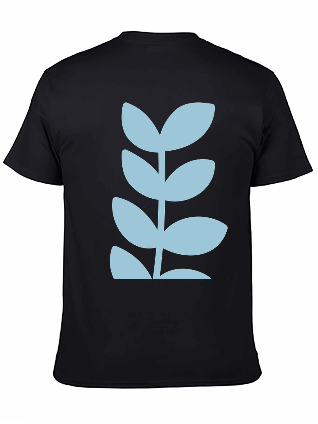 Modern Leaf Design Black T-Shirt