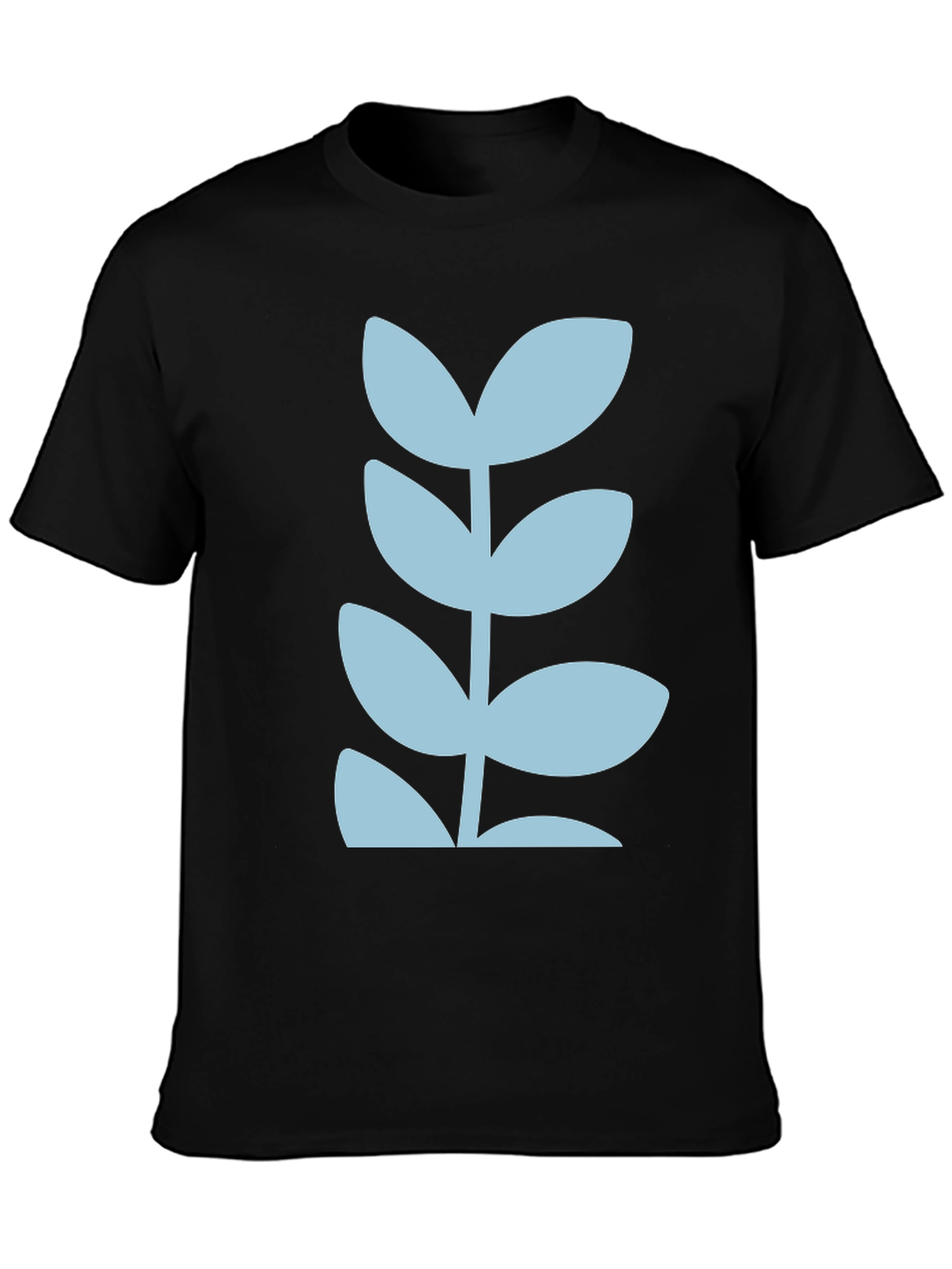 Modern Leaf Design Black T-Shirt