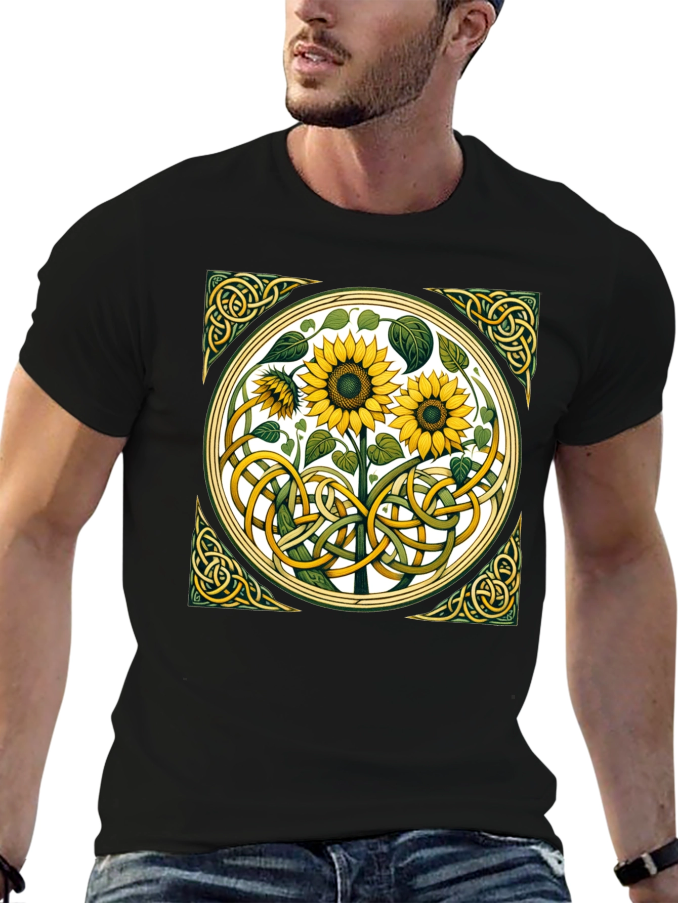Celtic Sunflower Graphic T-Shirt - Stylish Comfort