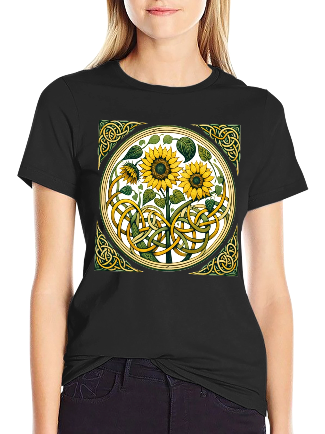 Celtic Sunflower Graphic T-Shirt - Stylish Comfort