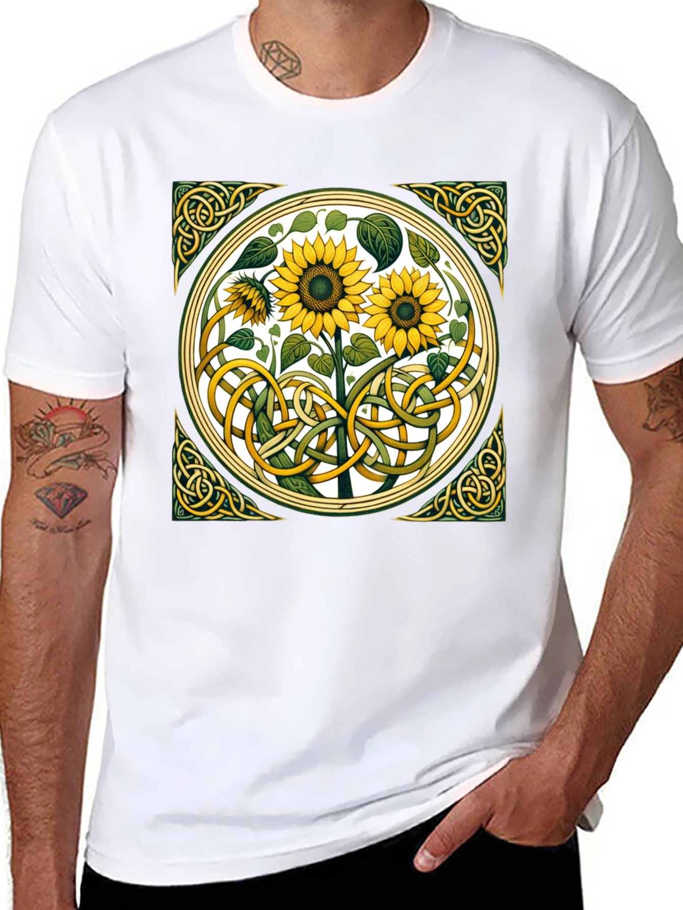 Celtic Sunflower Graphic T-Shirt - Stylish Comfort