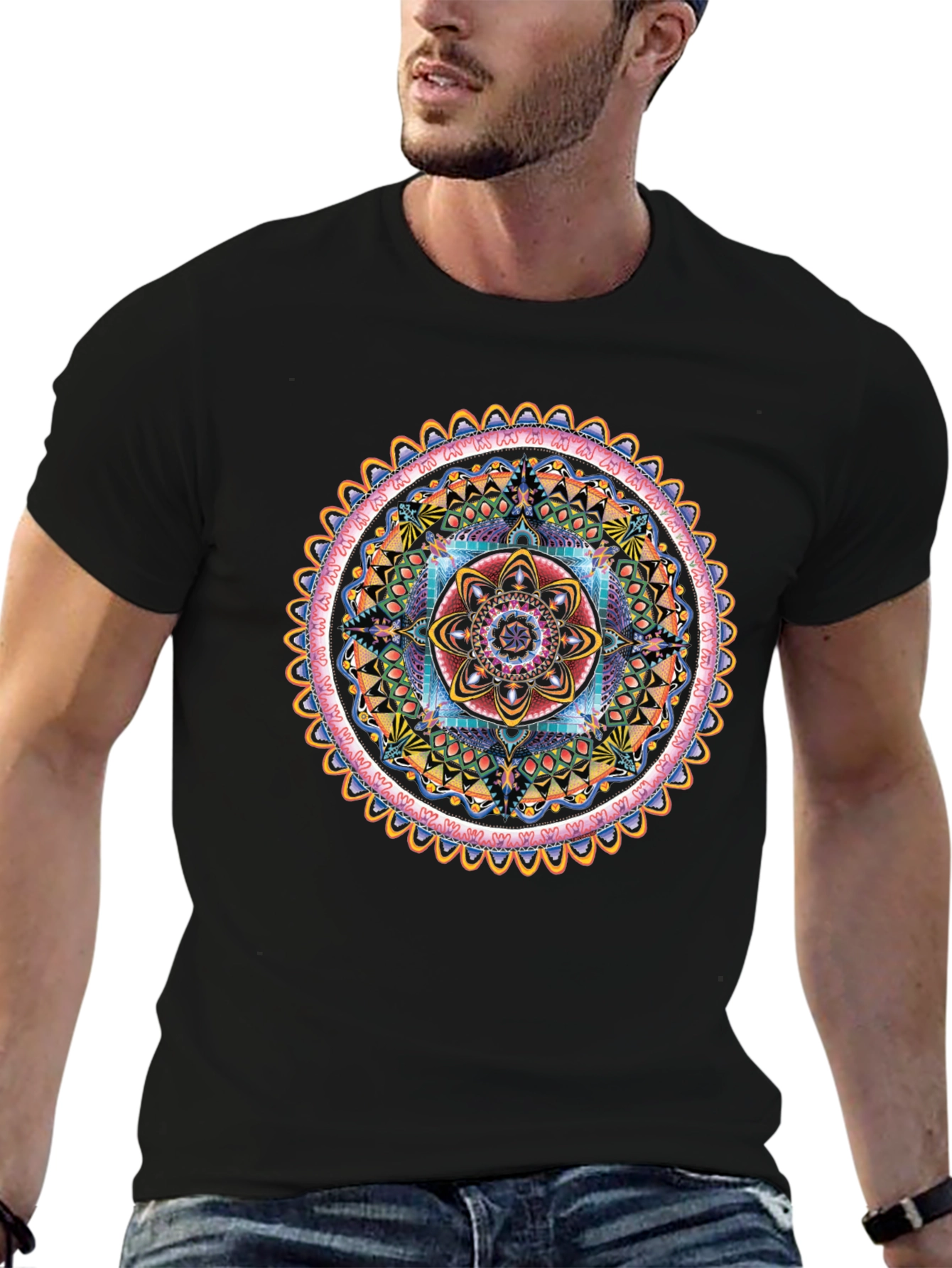 Vibrant Mandala Graphic Tee - Spiritual Style