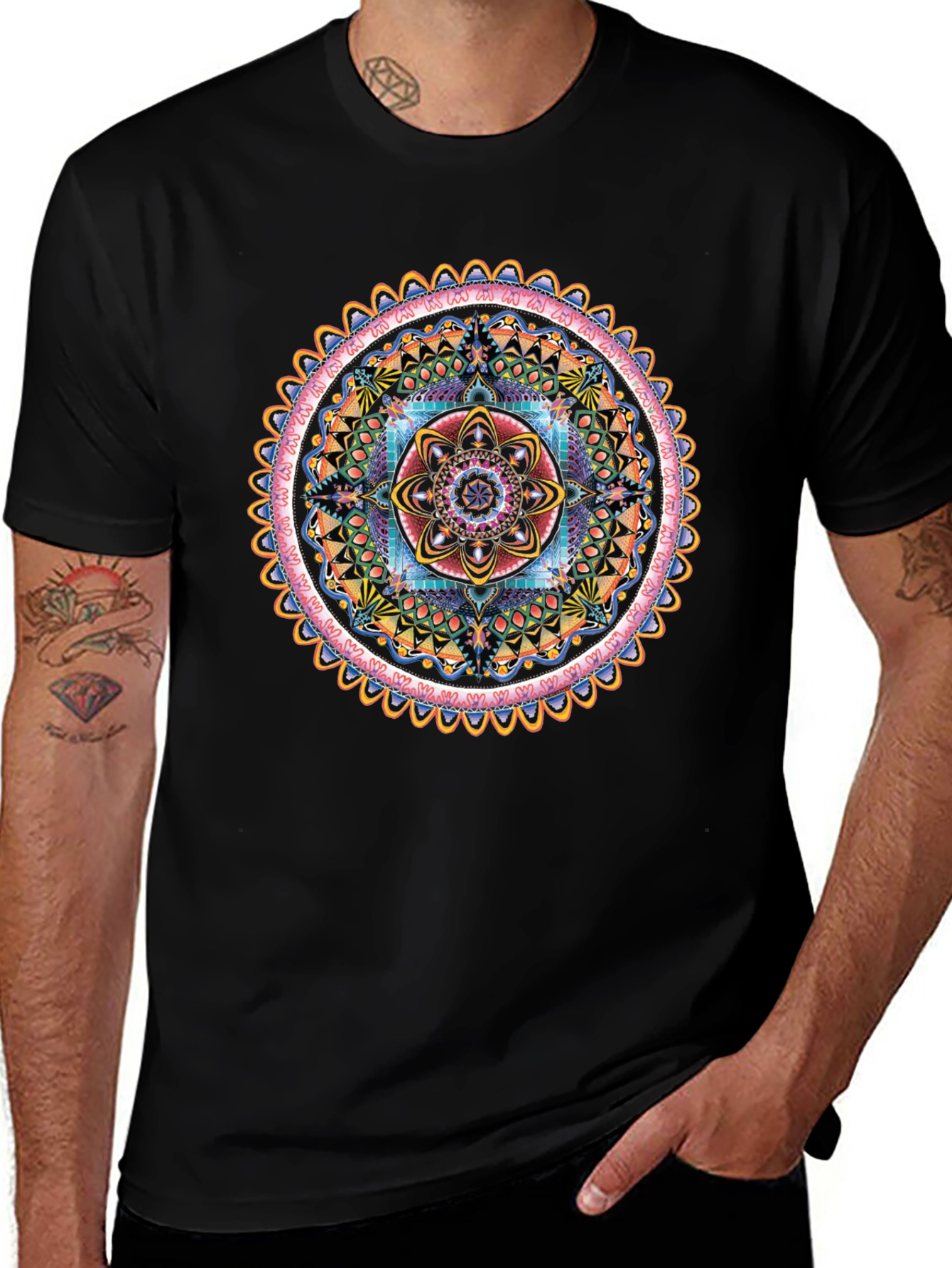 Vibrant Mandala Graphic Tee - Spiritual Style