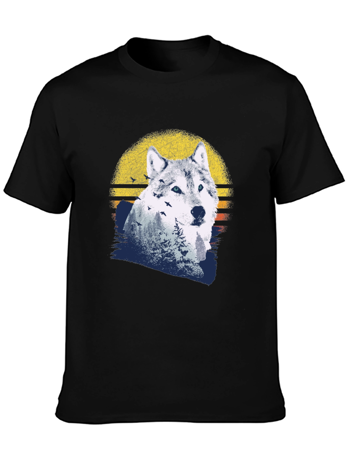 Wolf Sunset Graphic Tee - Mens Black T-Shirt