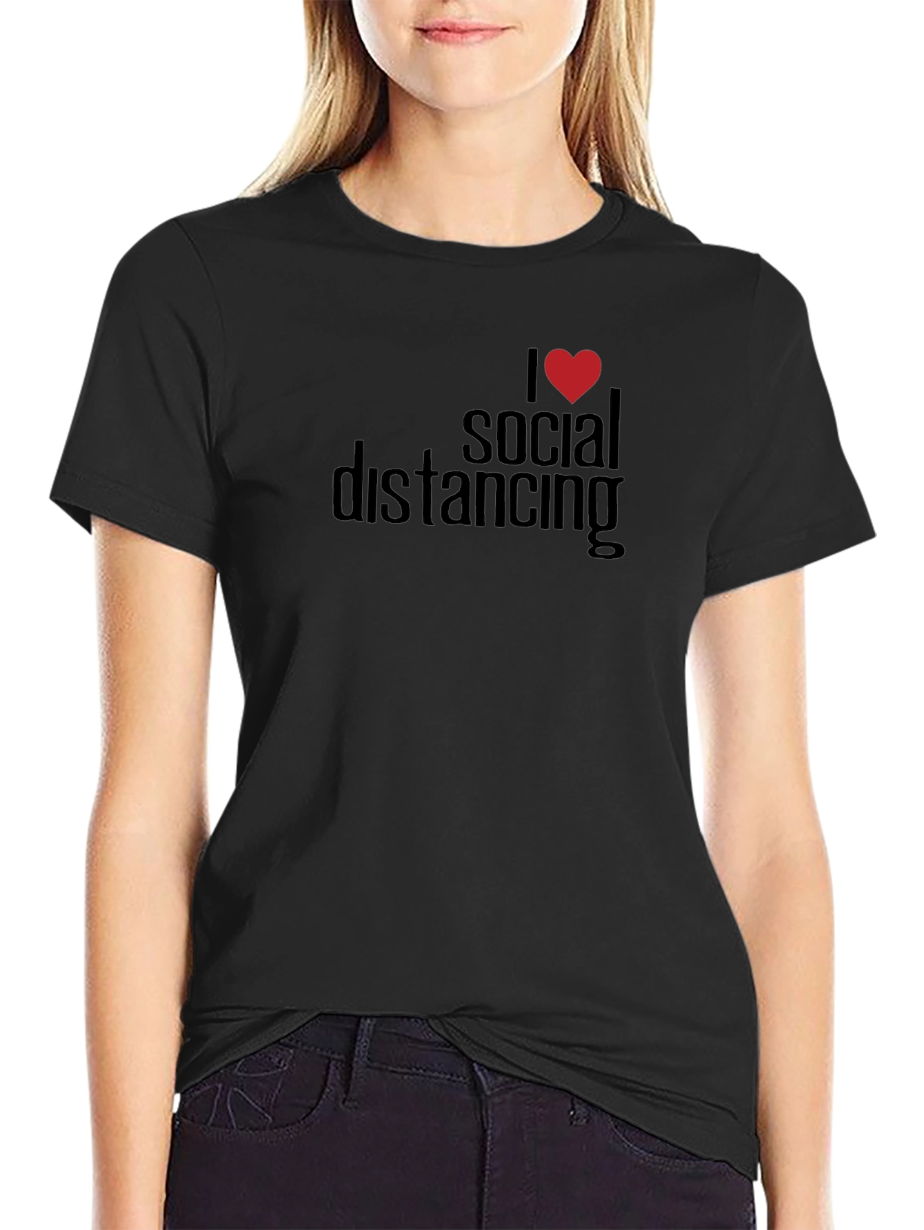 I Heart Social Distancing Black T-Shirt