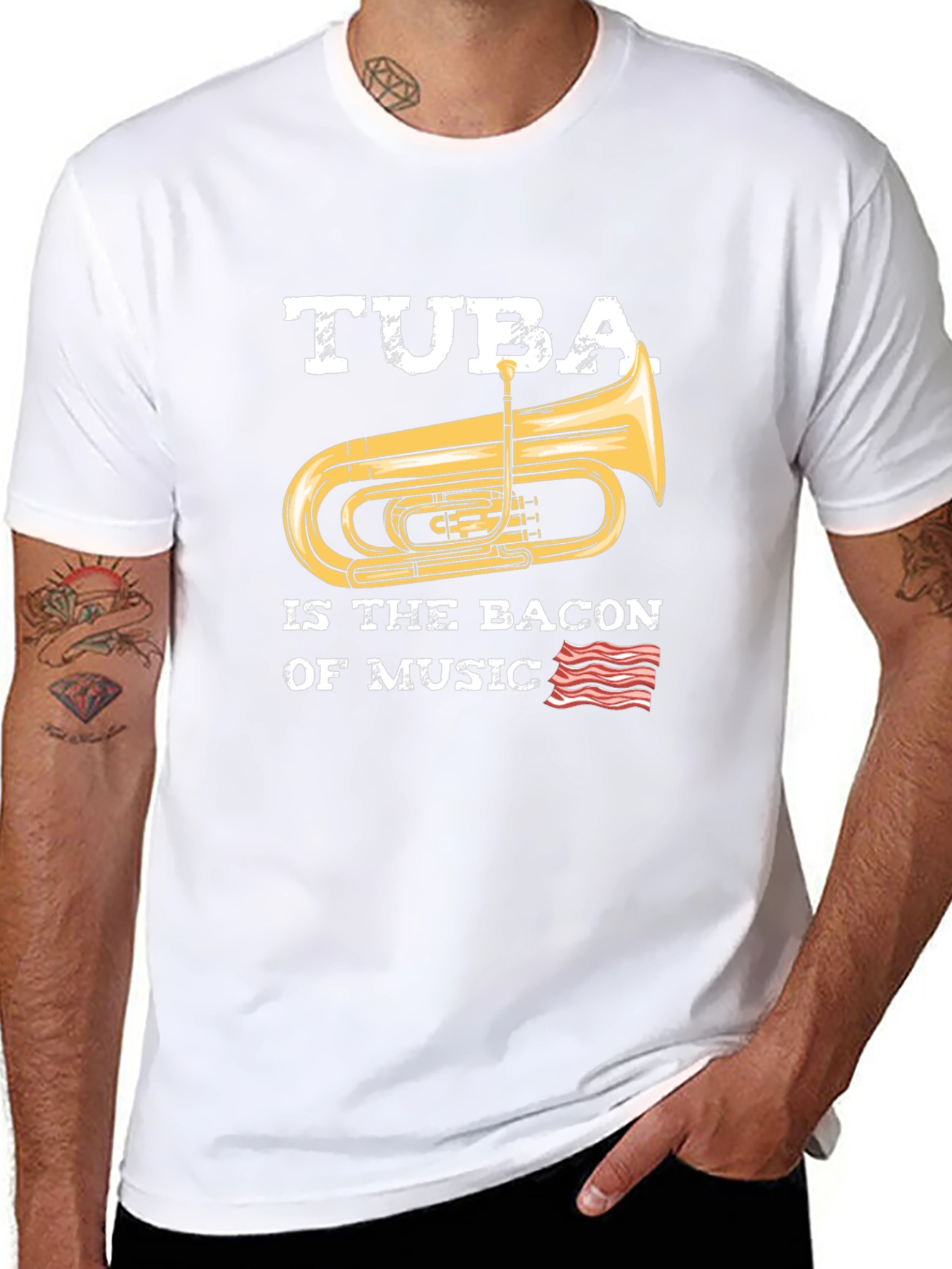 Tuba is the Bacon of Music Black T-Shirt
